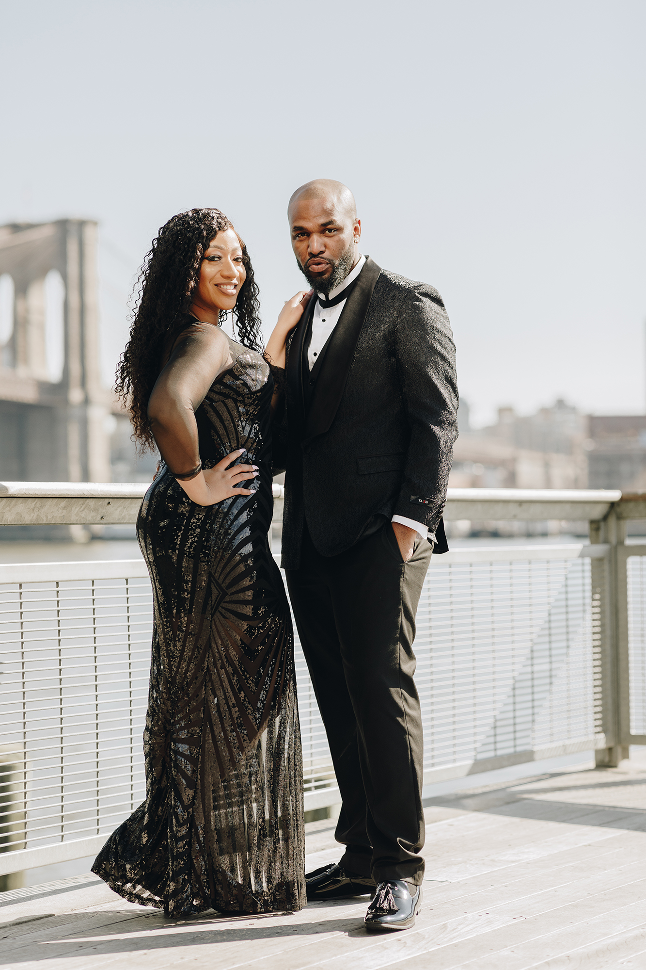 Fashionable Wintery South Street Seaport Engagement Photography