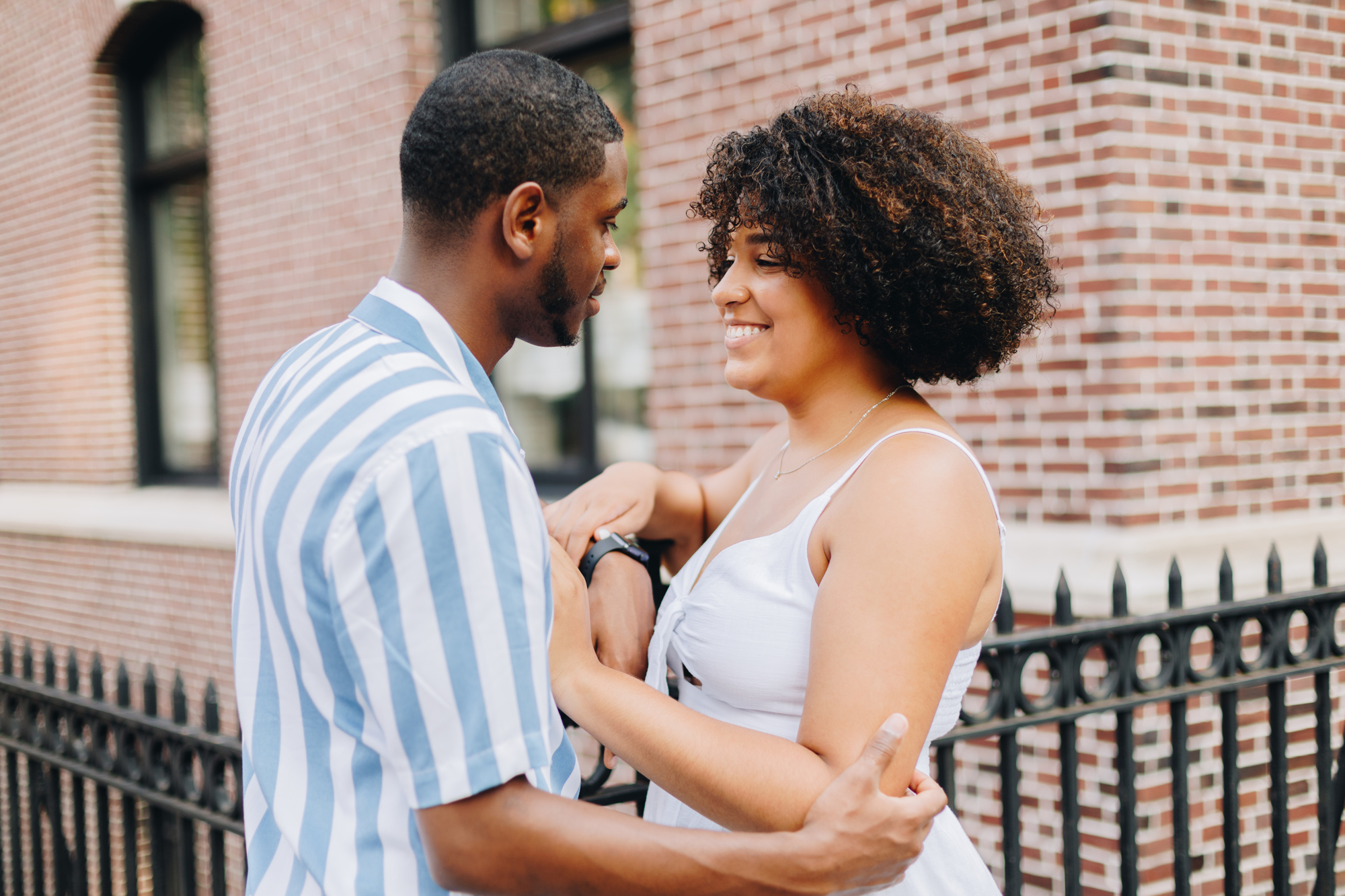 Playful Summer Engagement Photos in Brooklyn Heights