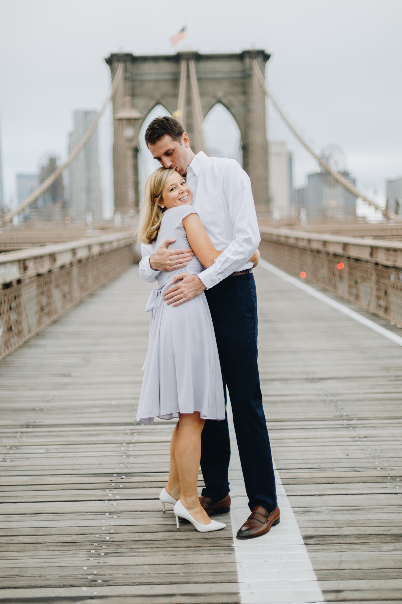 Magical Brooklyn Bridge Park Engagement Photos on a Cloudy Day in New York
