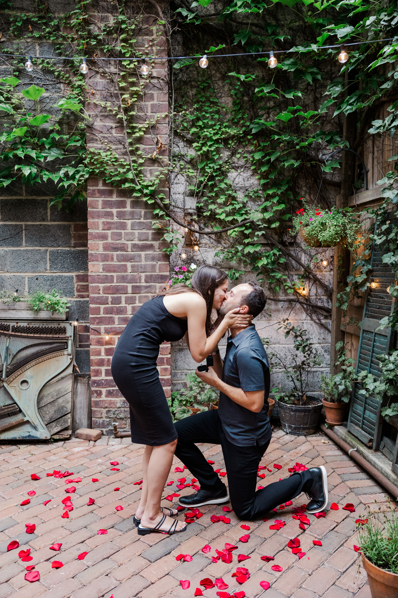 Intimate Surprise Proposal Photos at New York City Restaurant