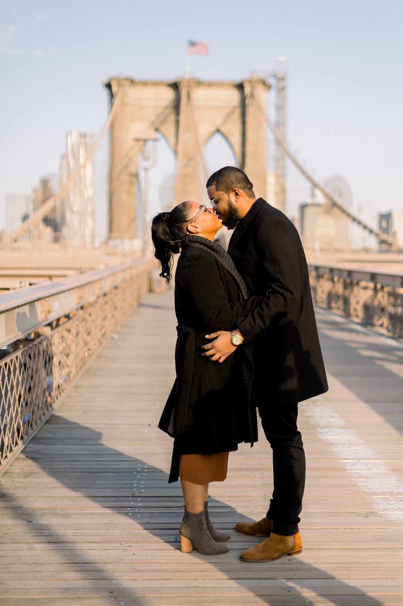 Radiant Autumn DUMBO Engagement Photography at the Brooklyn Bridge