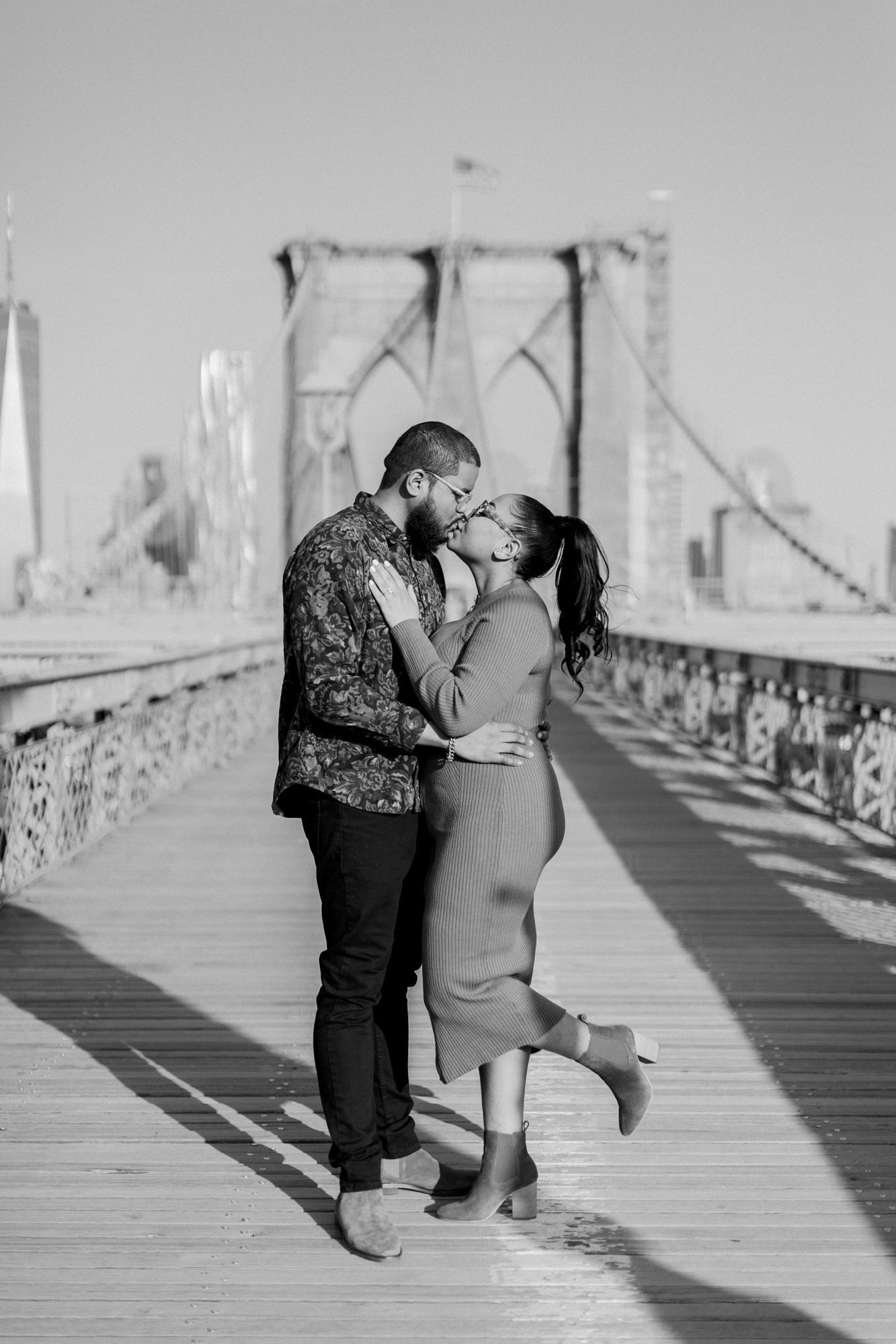 Cinematic Autumn DUMBO Engagement Photography at the Brooklyn Bridge