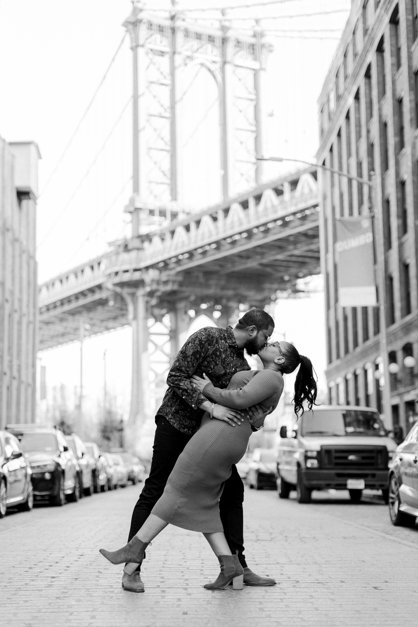 Iconic Autumn DUMBO Engagement Photography at the Brooklyn Bridge