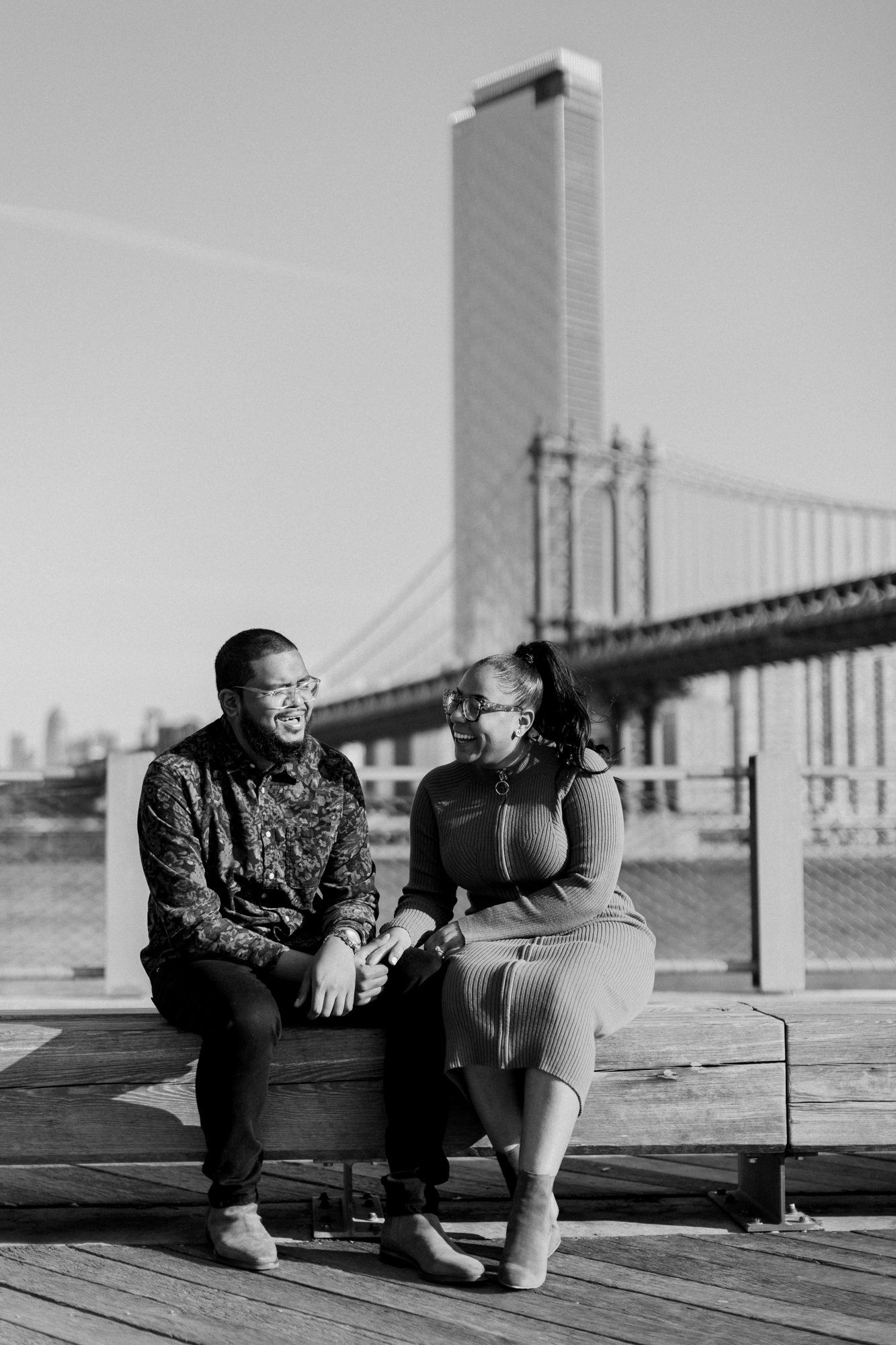 Scenic Autumn DUMBO Engagement Photography at the Brooklyn Bridge