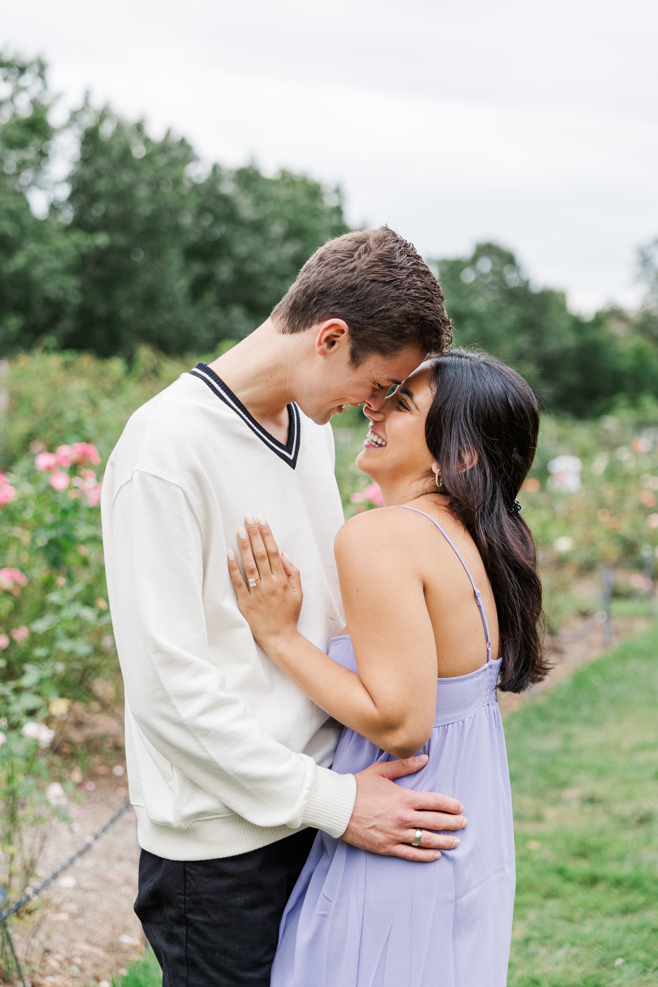 Romantic Proposal Photos in the Rose Garden at Brooklyn Botanic Garden