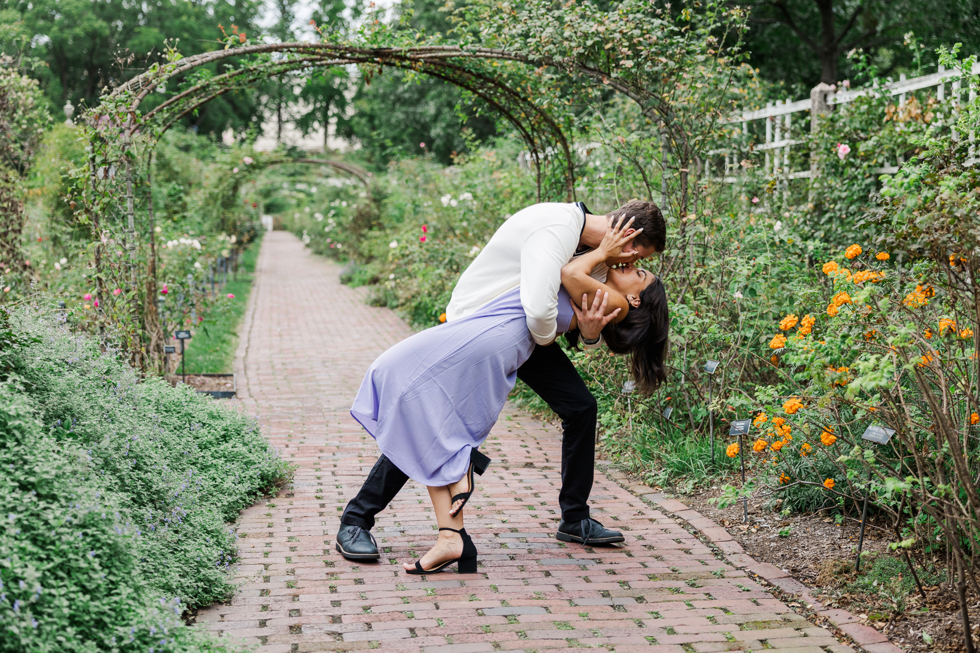 Charming Proposal Photos in the Rose Garden at Brooklyn Botanic Garden