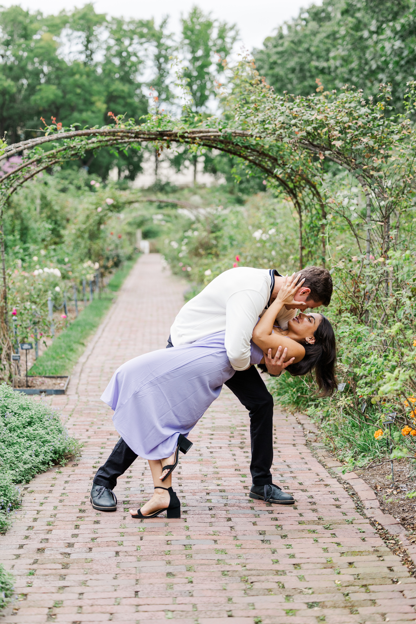 Lovely Proposal Photos in the Rose Garden at Brooklyn Botanic Garden