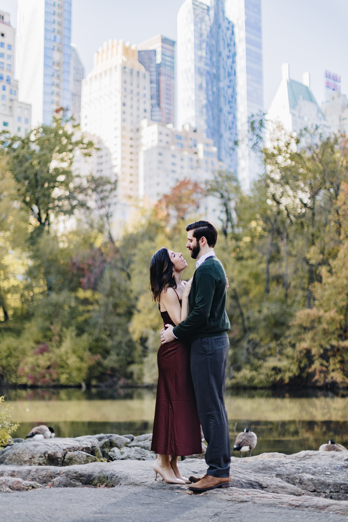 Vivid Central Park Engagement Photos in Fall