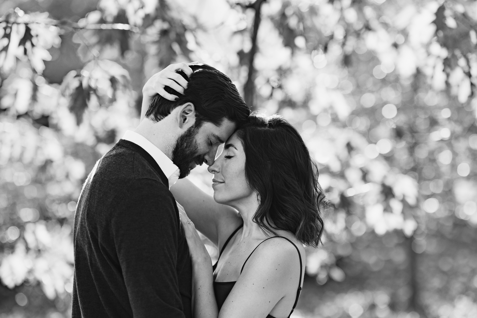Black and White Central Park Engagement Photos in Fall