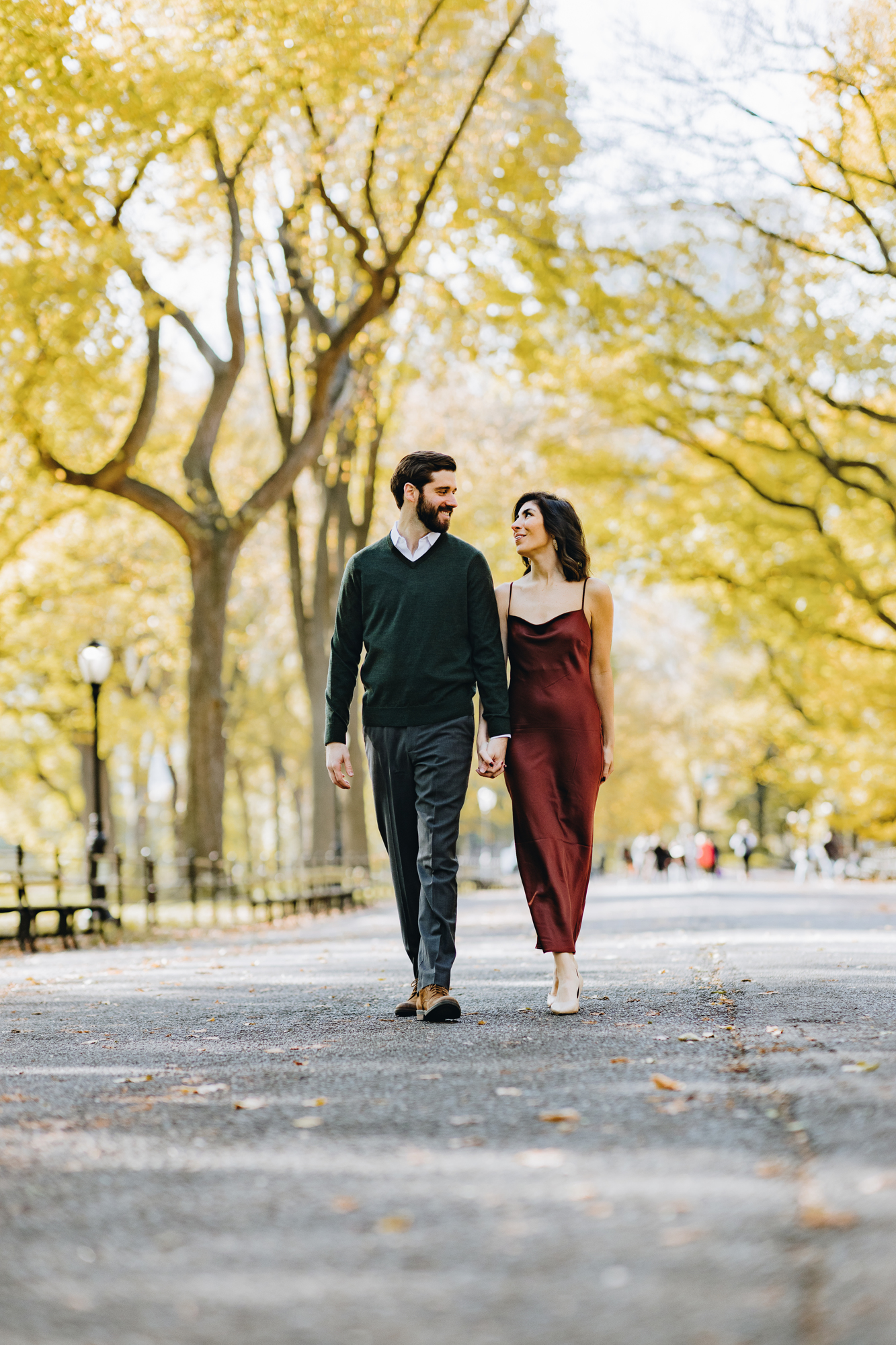 Candid Central Park Engagement Photos in Fall