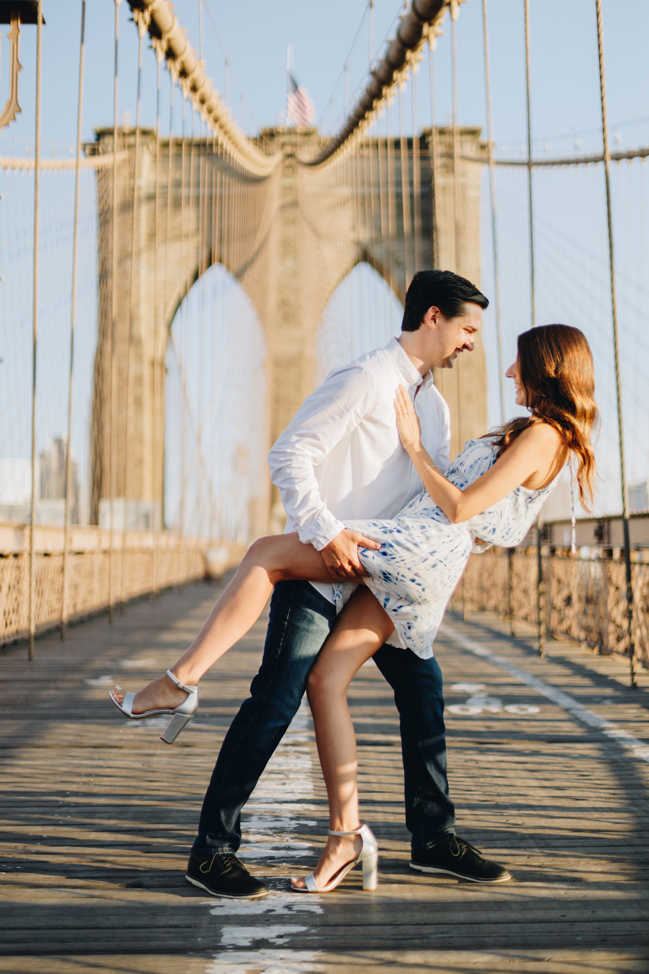 Flirty Brooklyn Bridge Engagement Photos