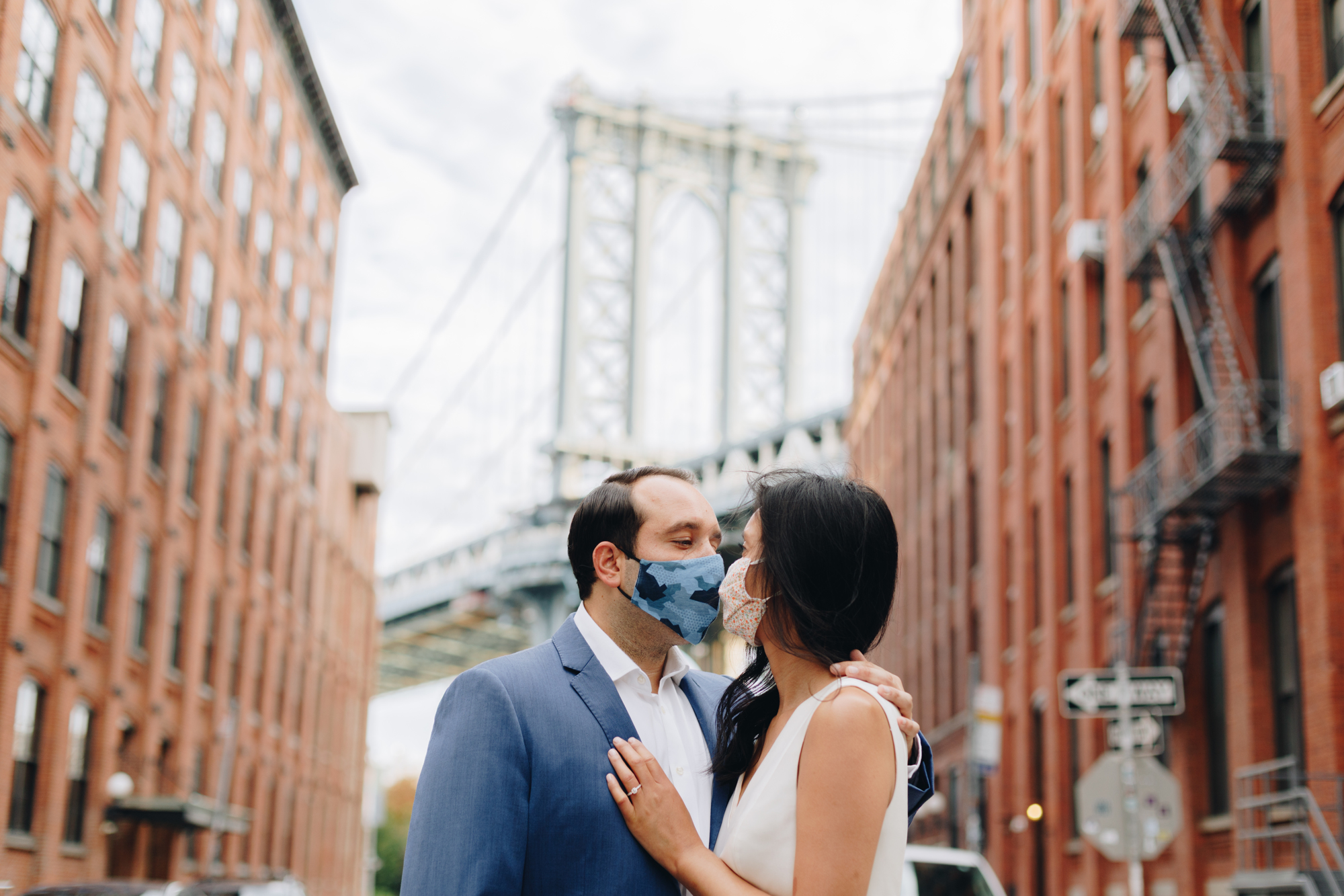 Unique Engagement Shoot at New York's Brooklyn Bridge Park