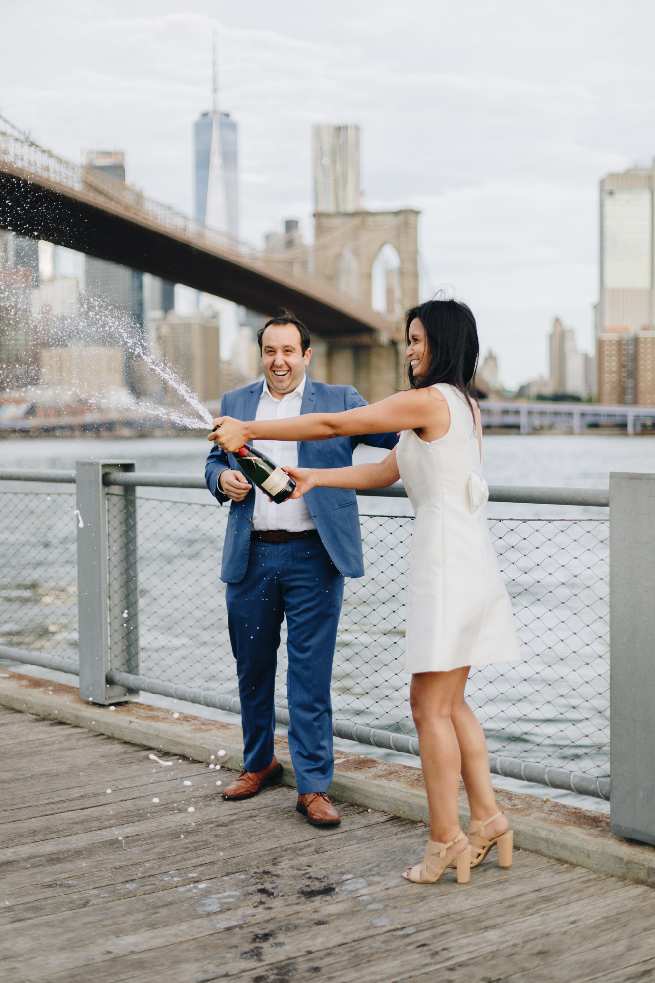 Exciting Engagement Shoot at New York's Brooklyn Bridge Park