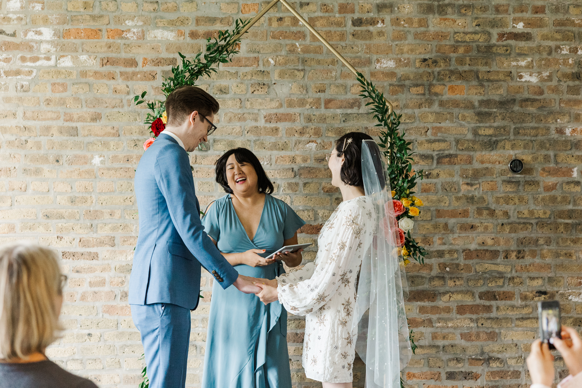 Happy Chicago Micro Wedding Photos at Wicker Park Inn in Fall