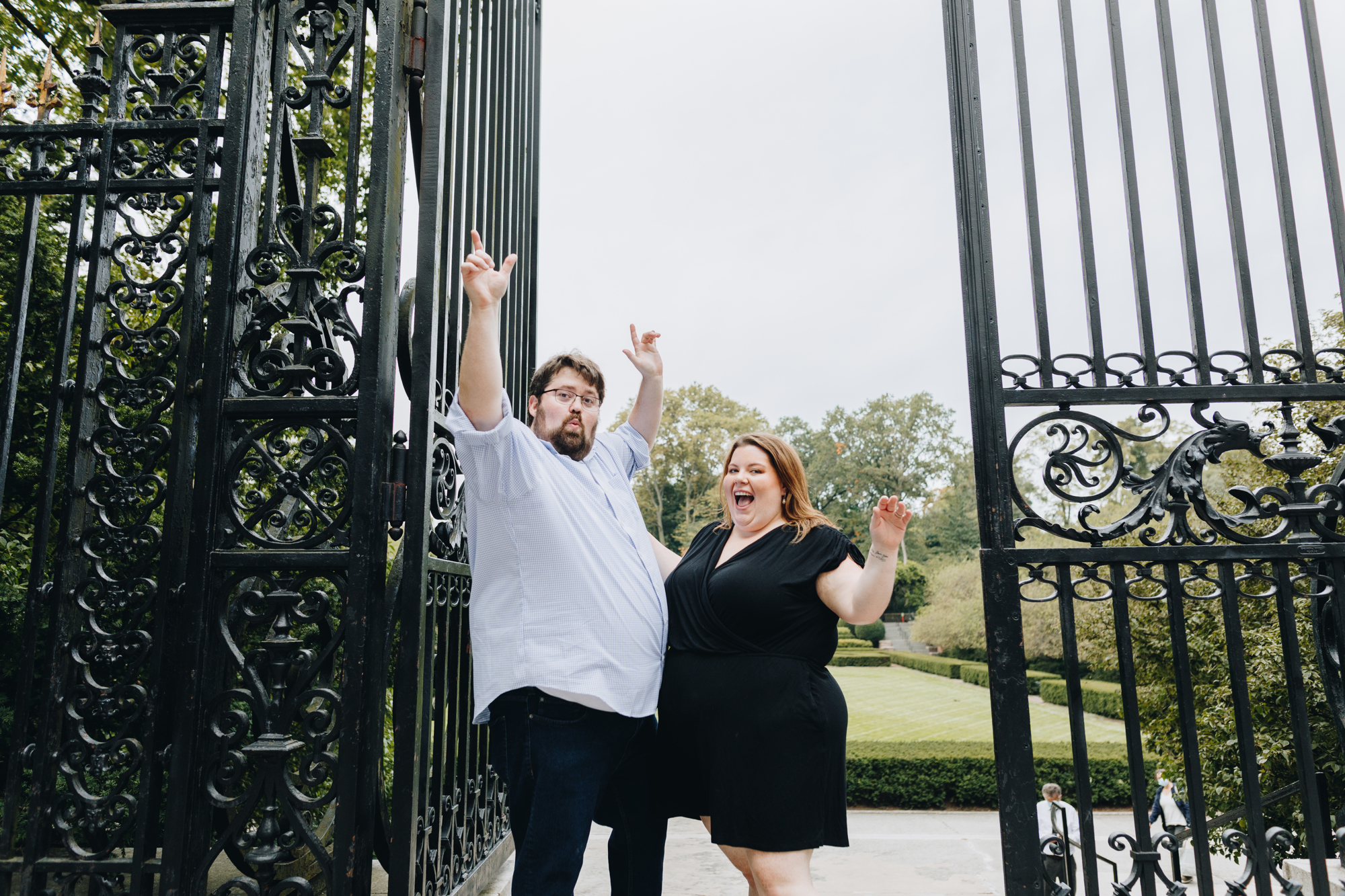 Funny Autumn Conservatory Garden Engagement Photography