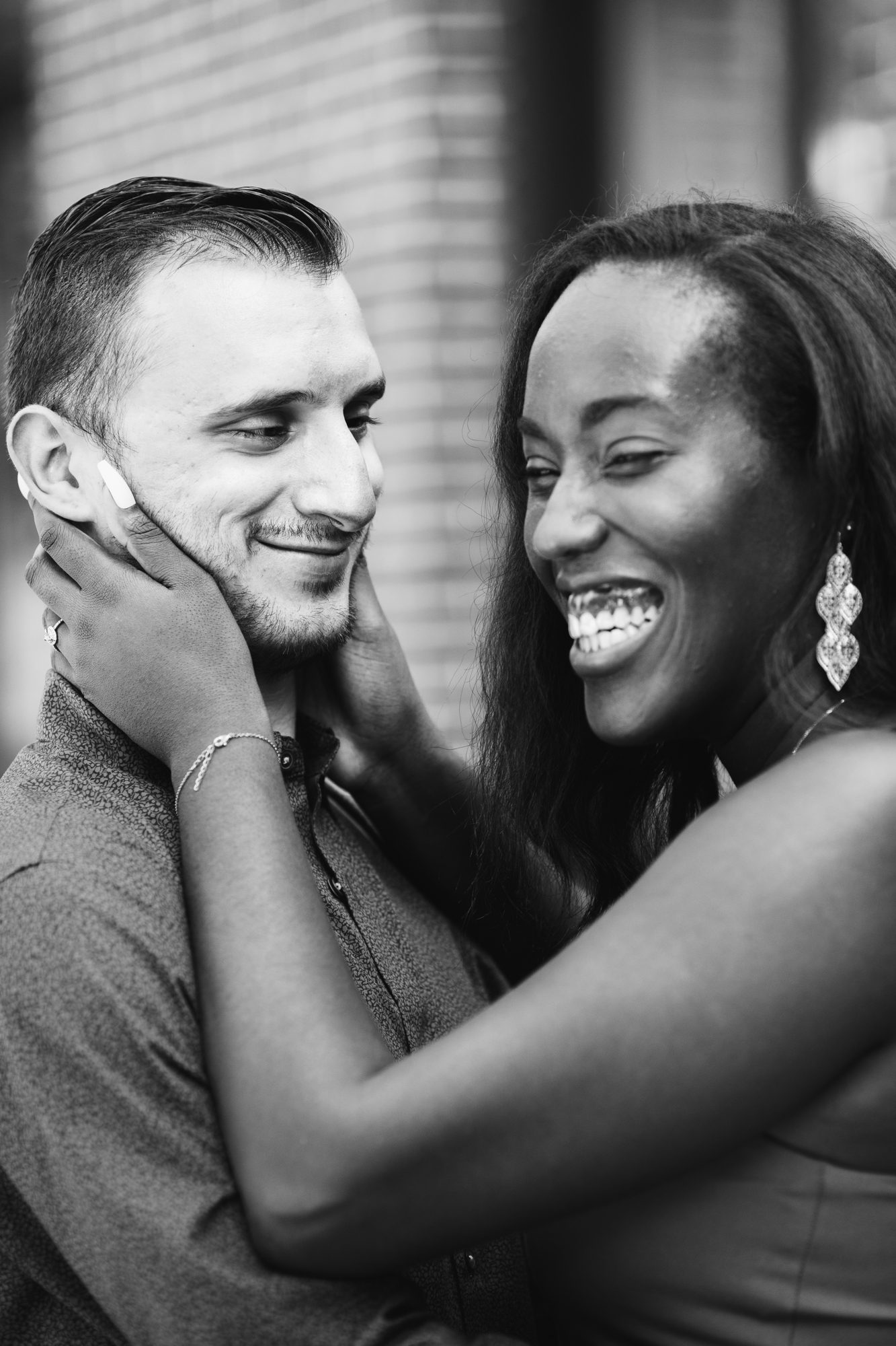 Black and White Brooklyn Heights Summer Engagement Photography