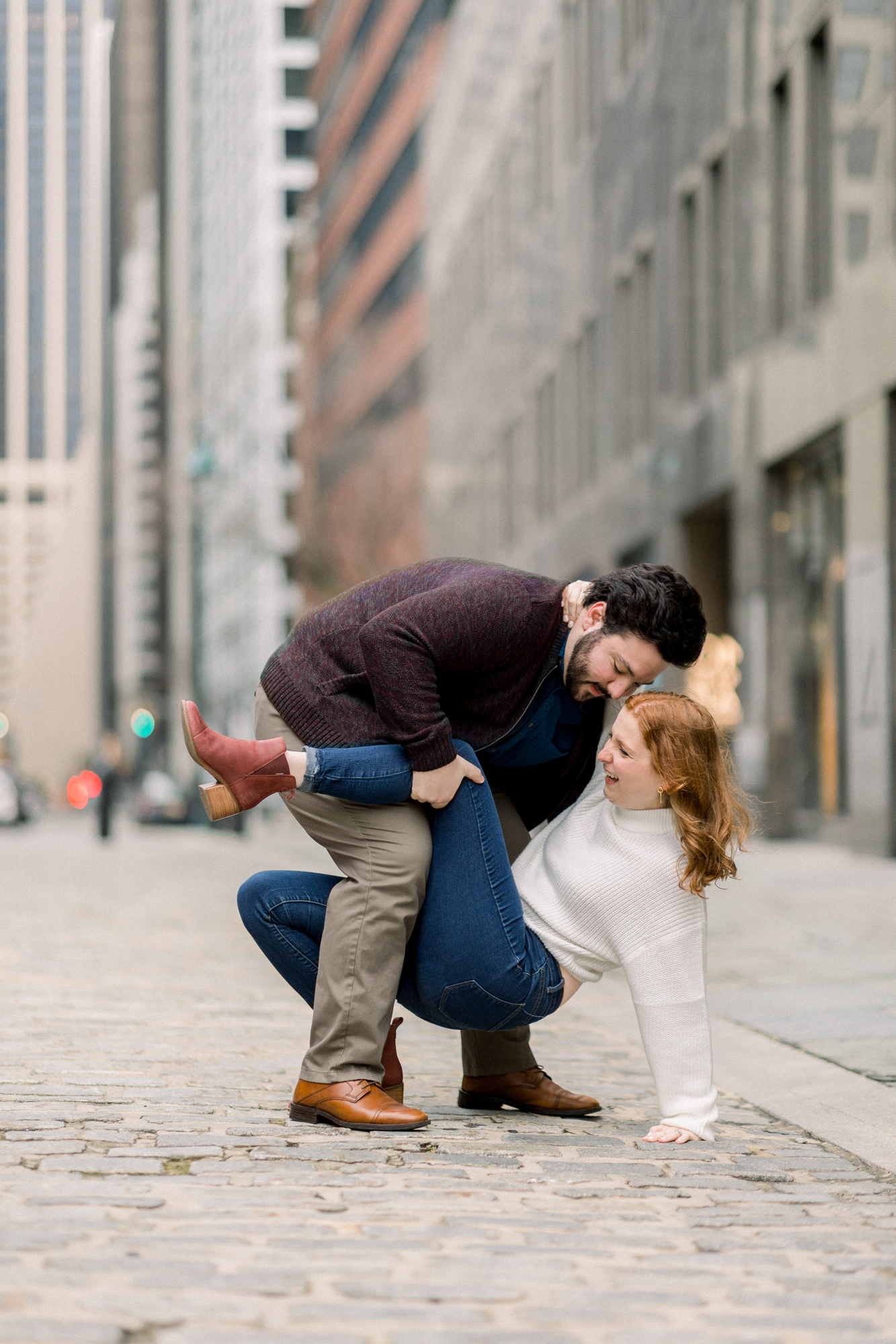 Funny South Street Seaport Engagement Photos