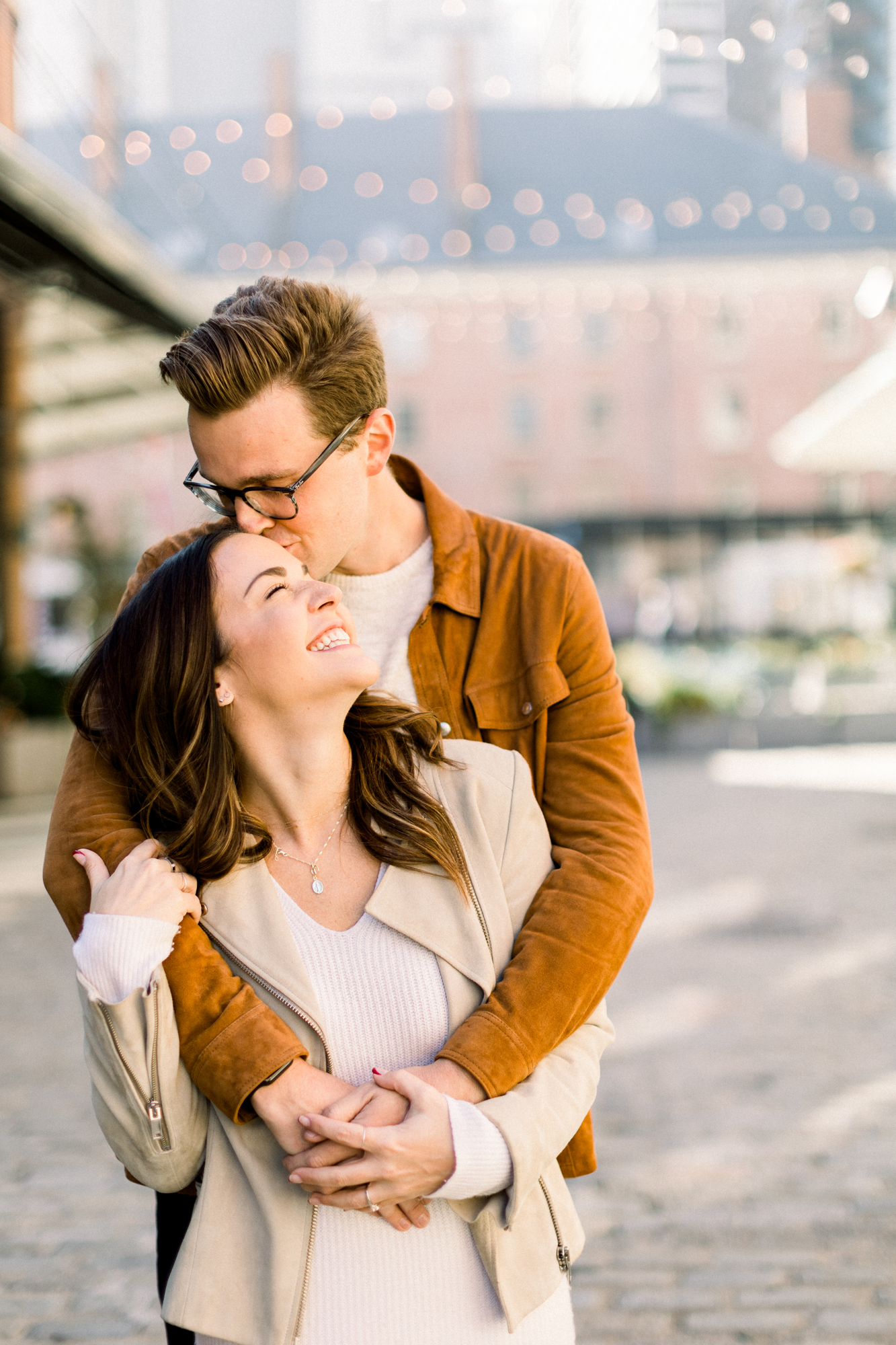 Picturesque Fall Engagement Photos on South Street Near New York's Pier 17