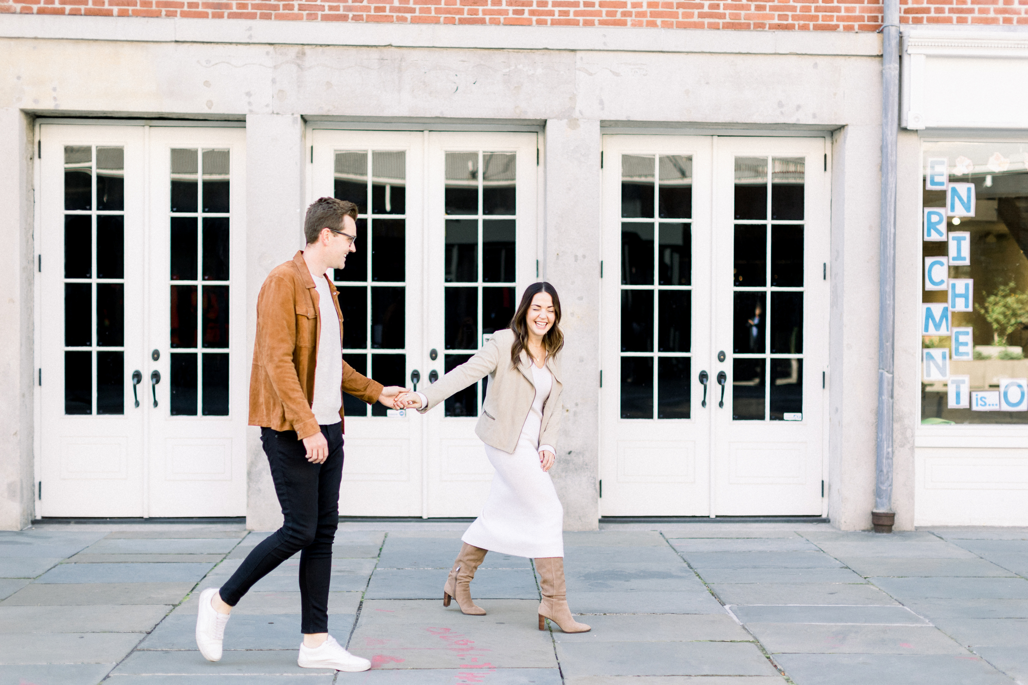 Charming Fall Engagement Photos on South Street Near New York's Pier 17