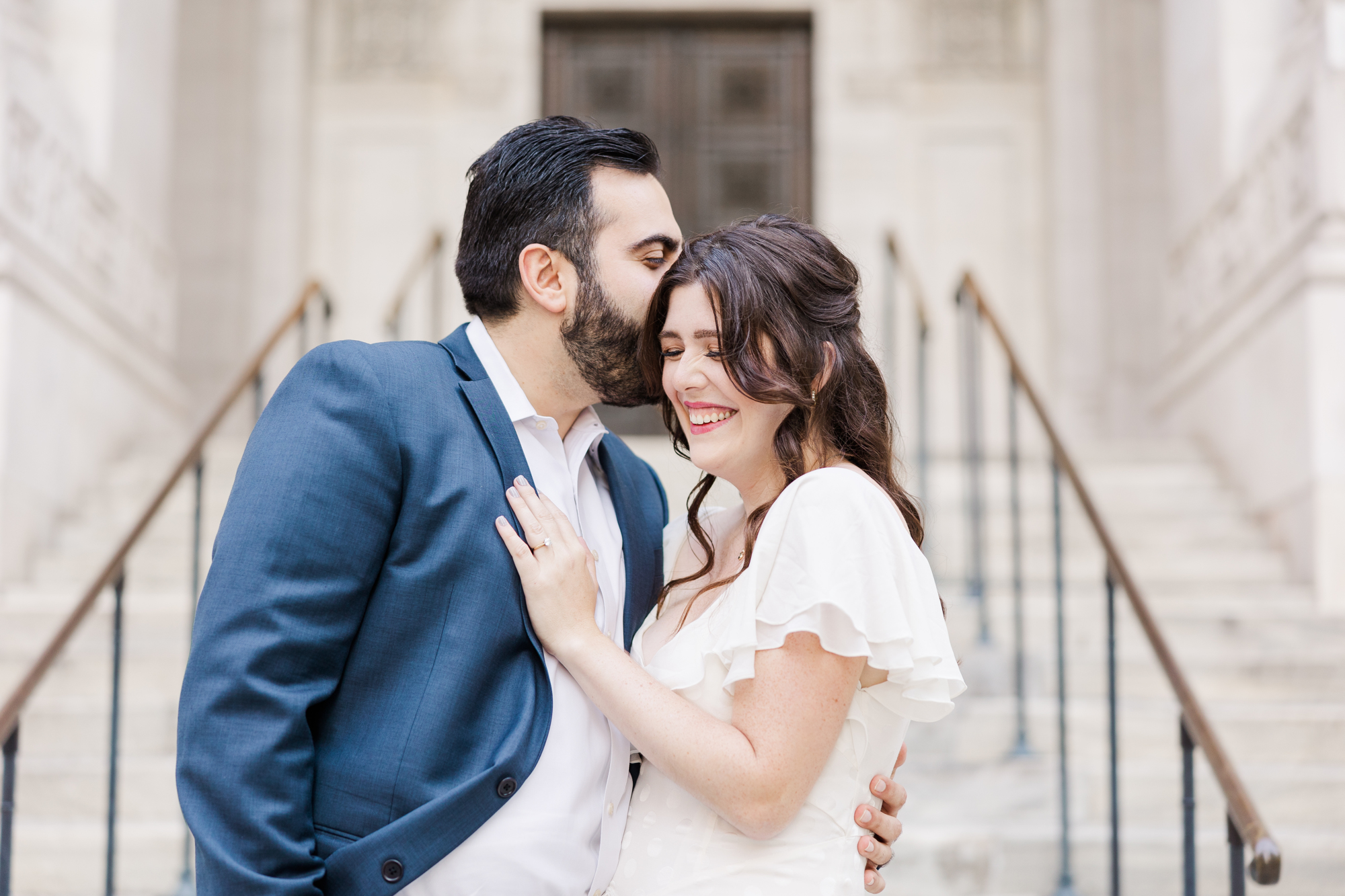 Romantic NYPL and Bryant Park Engagement Photography