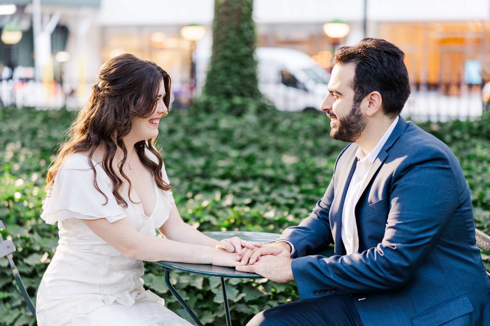 Magical NYPL and Bryant Park Engagement Photography