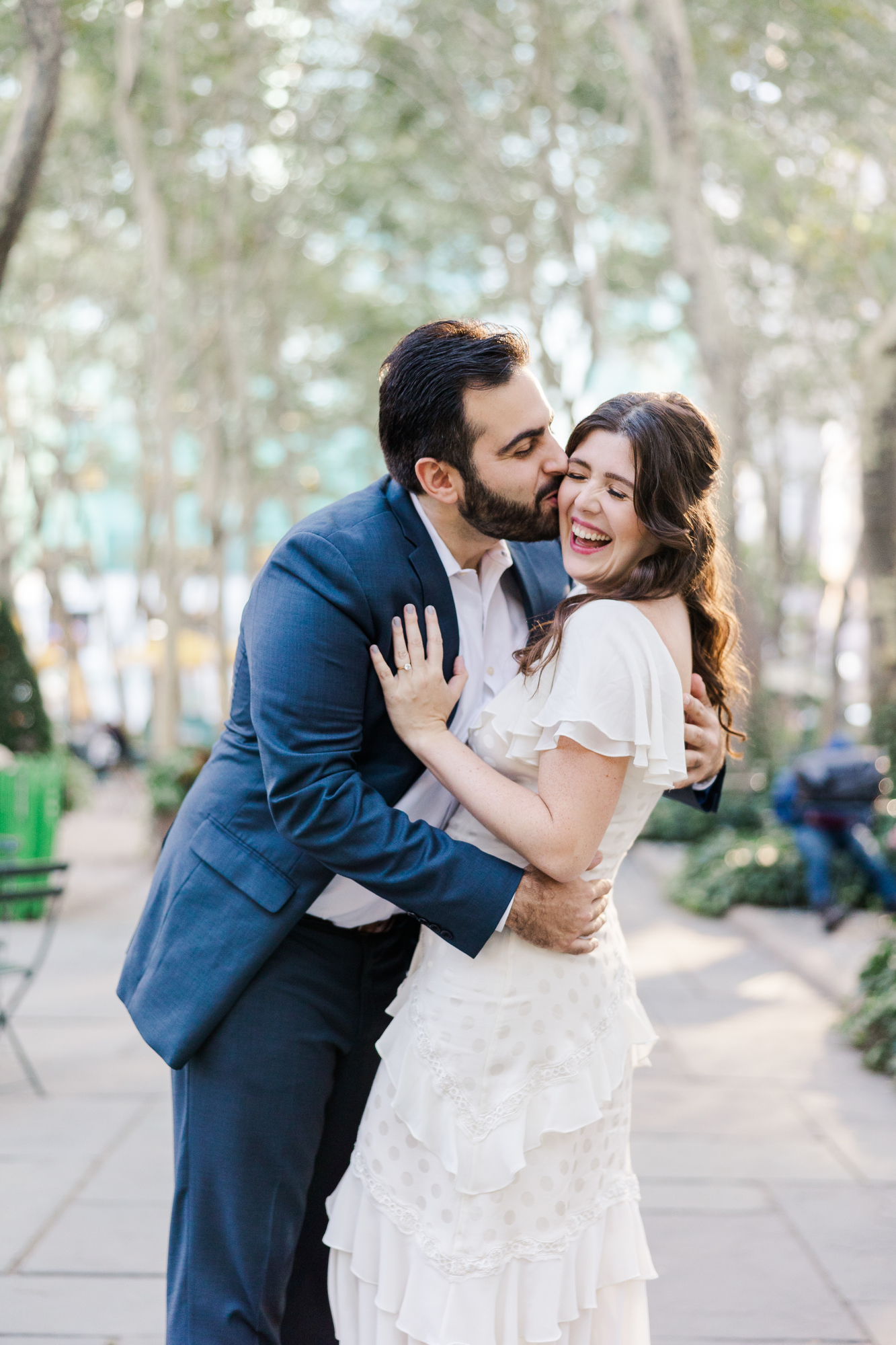 Gorgeous NYPL and Bryant Park Engagement Photography