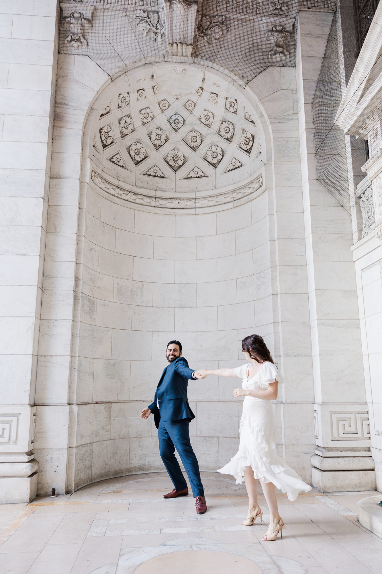 Fabulous NYPL and Bryant Park Engagement Photography
