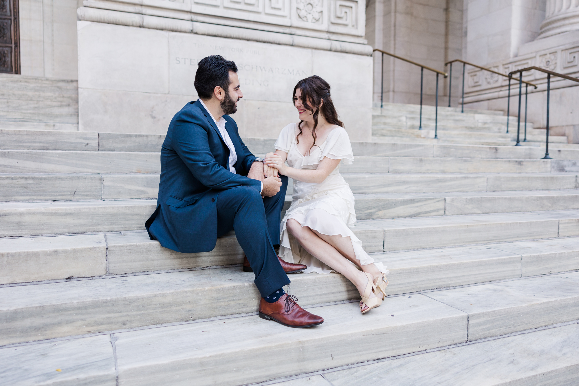 Lovely NYPL and Bryant Park Engagement Photography