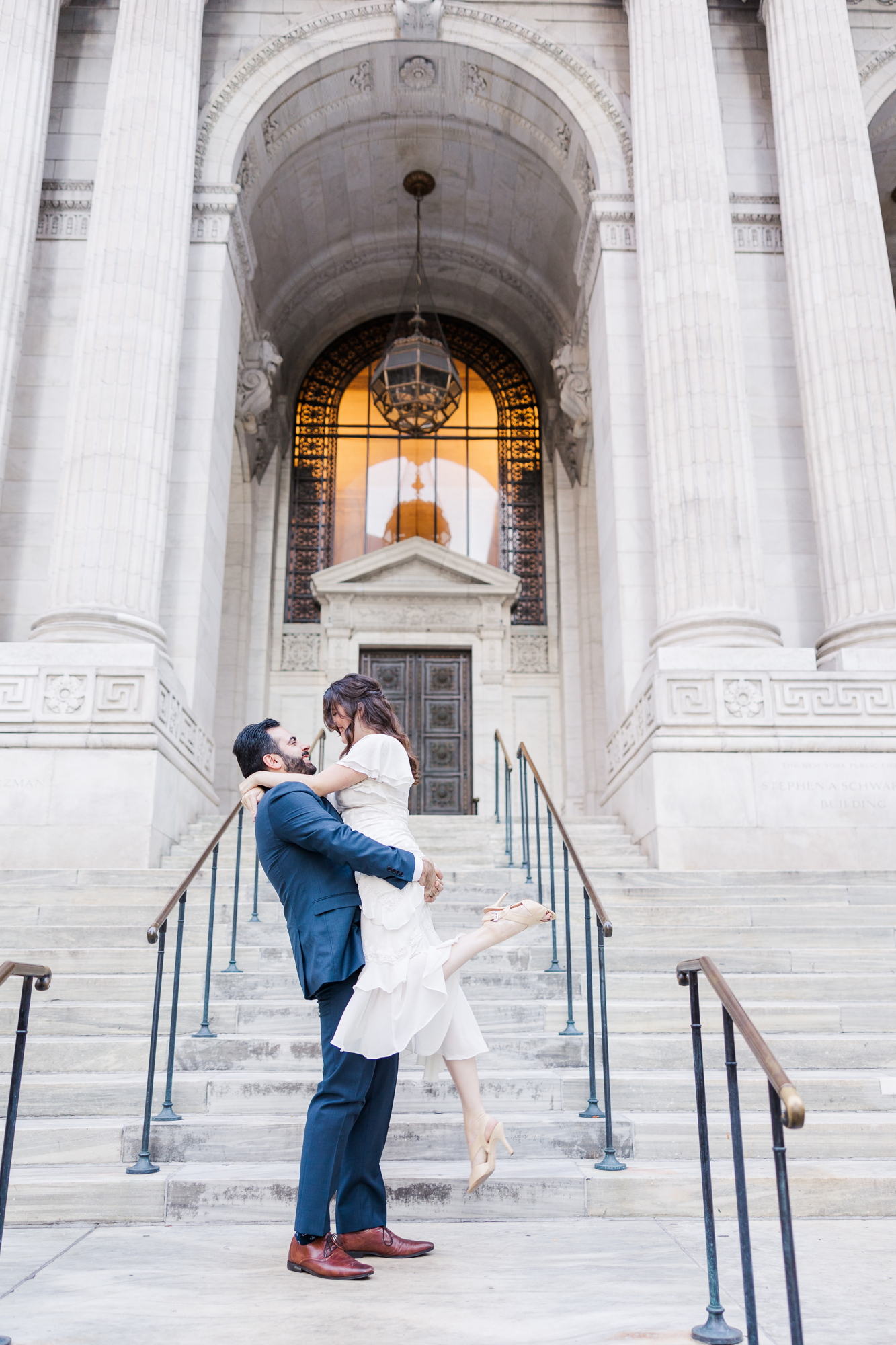 Stunning NYPL and Bryant Park Engagement Photography