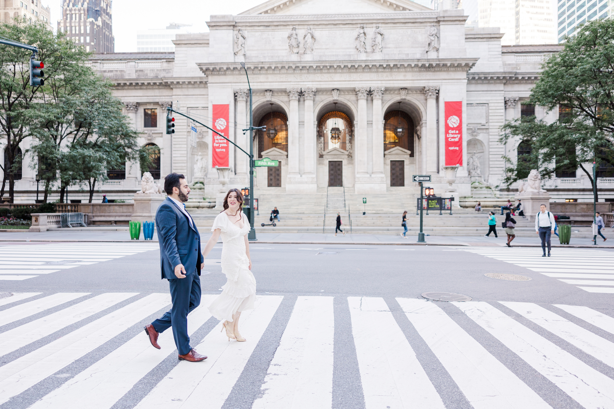 Candid NYPL and Bryant Park Engagement Photography