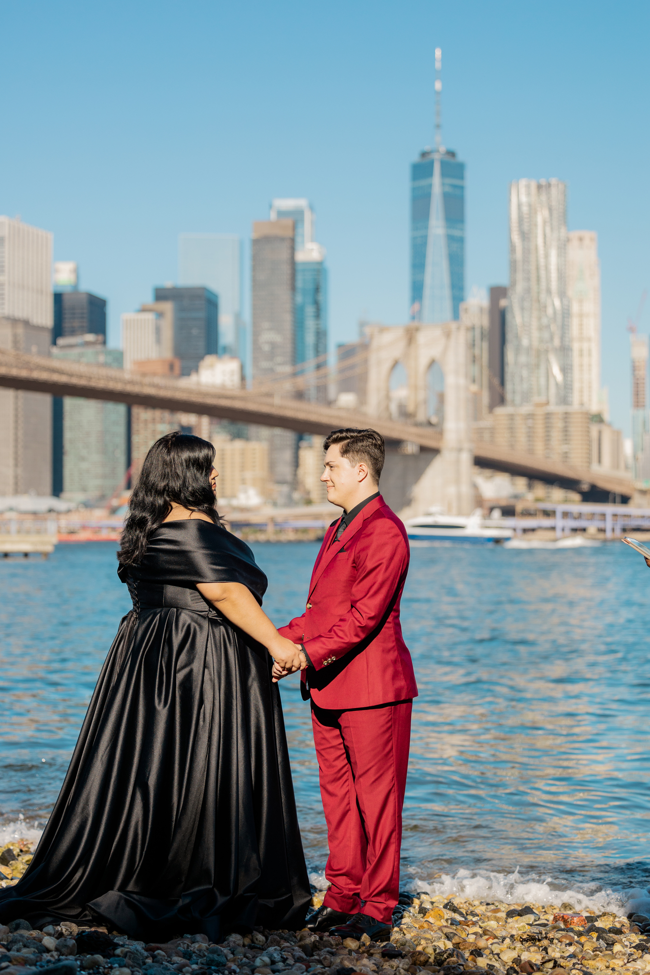 Breathtaking Morning Brooklyn Bridge Park Wedding Photos at Pebble Beach 