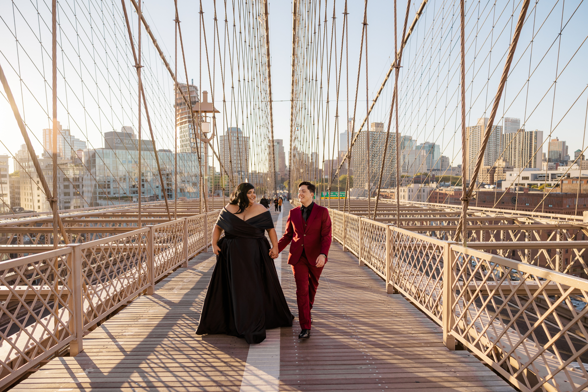 Scenic Morning Brooklyn Bridge Park Wedding Photos at Pebble Beach 