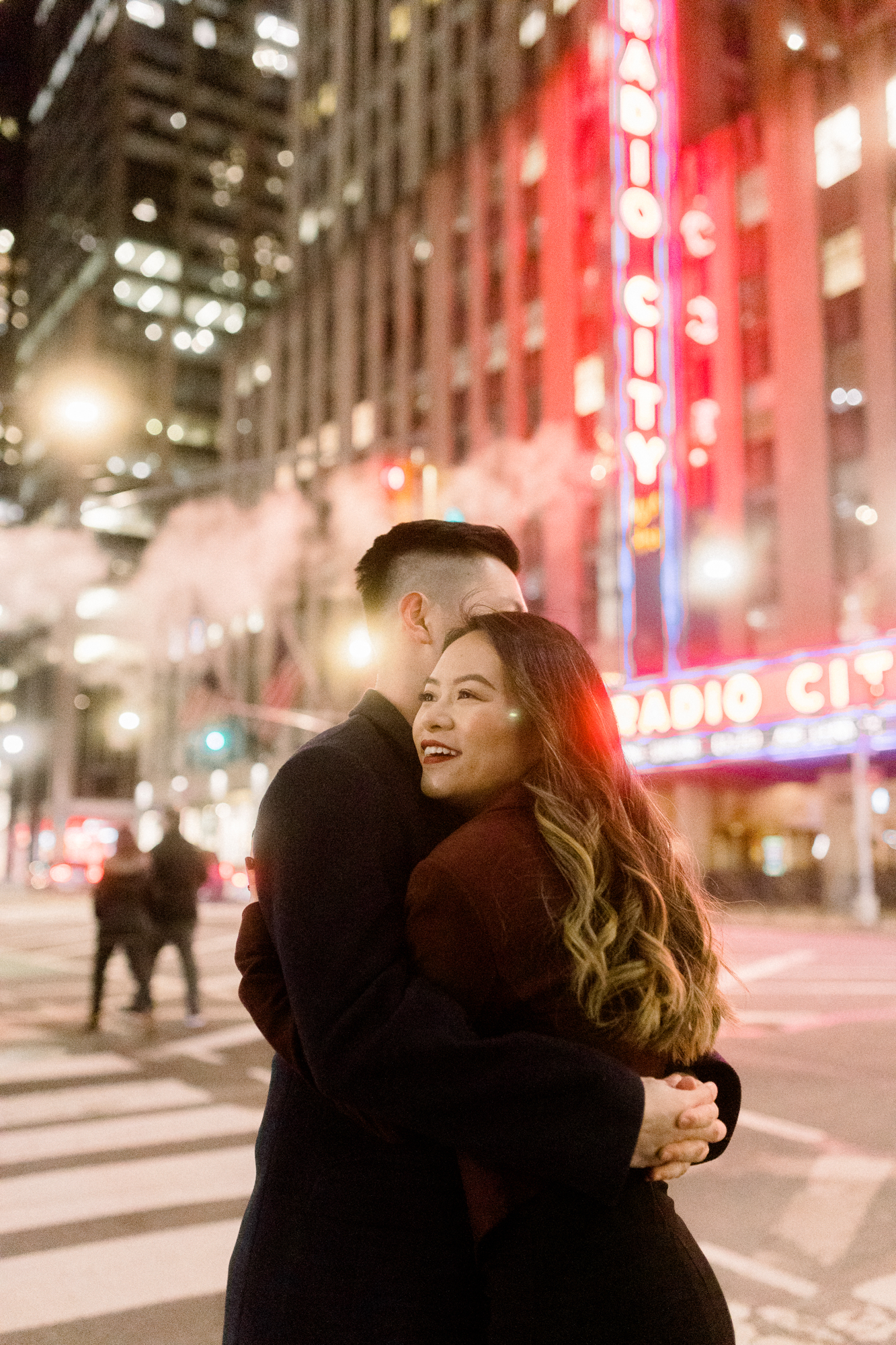 Timeless Iconic Winter Times Square Engagement Shoot  at Night