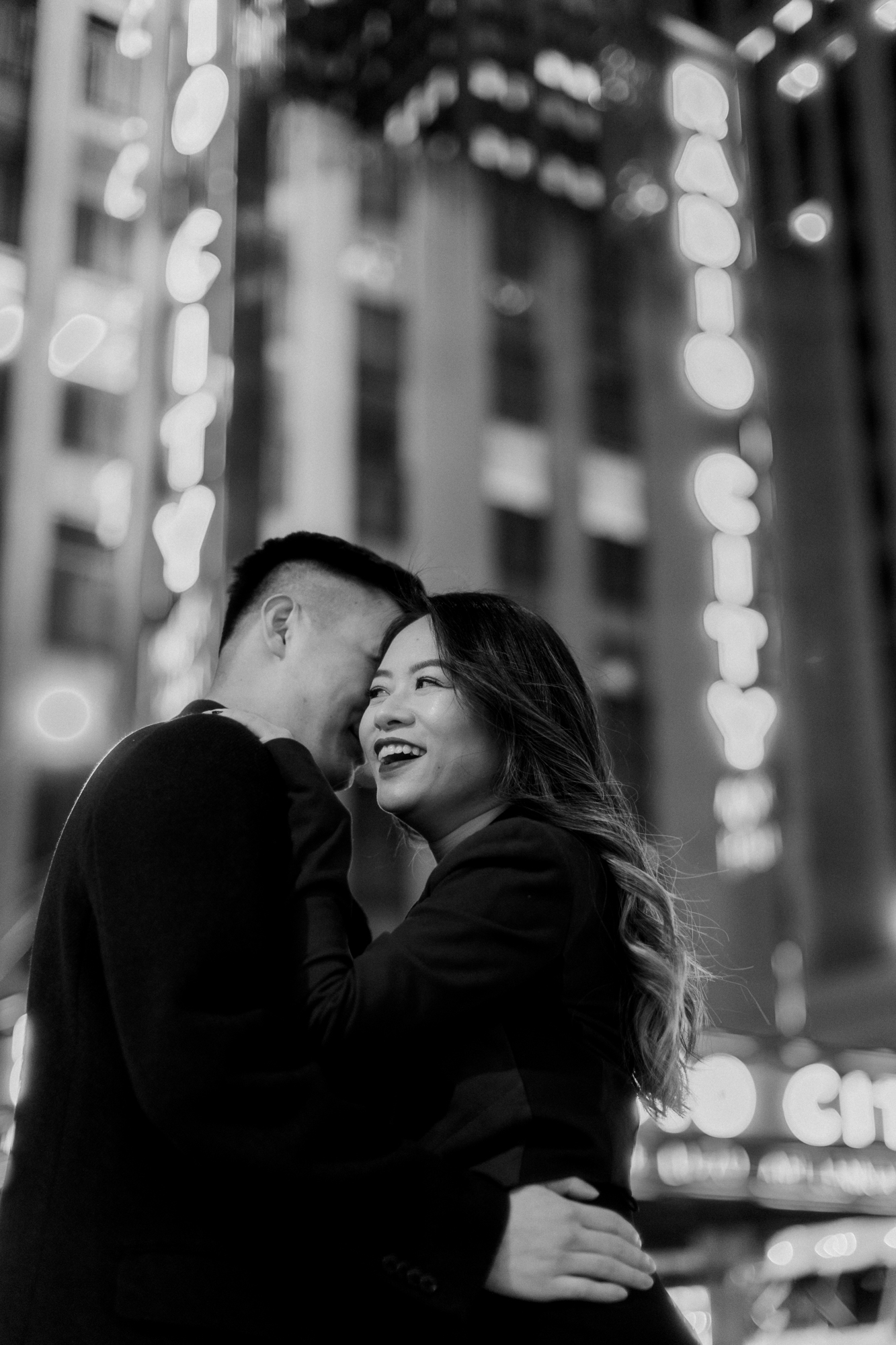 Perfect Iconic Winter Times Square Engagement Shoot  at Night