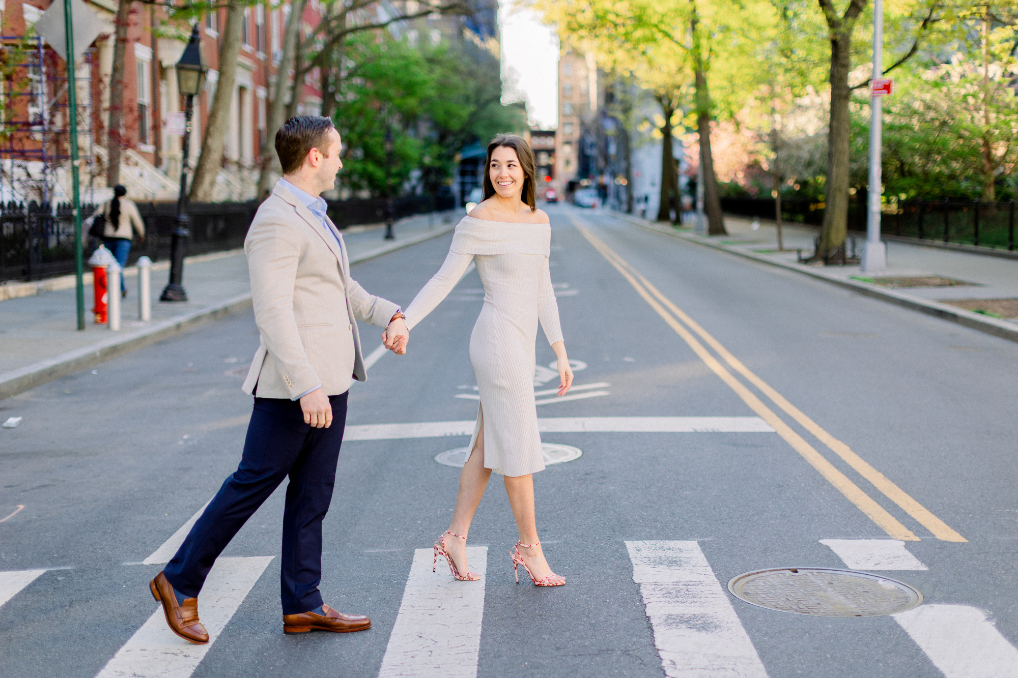 Candid Spring Engagement Photos in Washington Square Park NYC