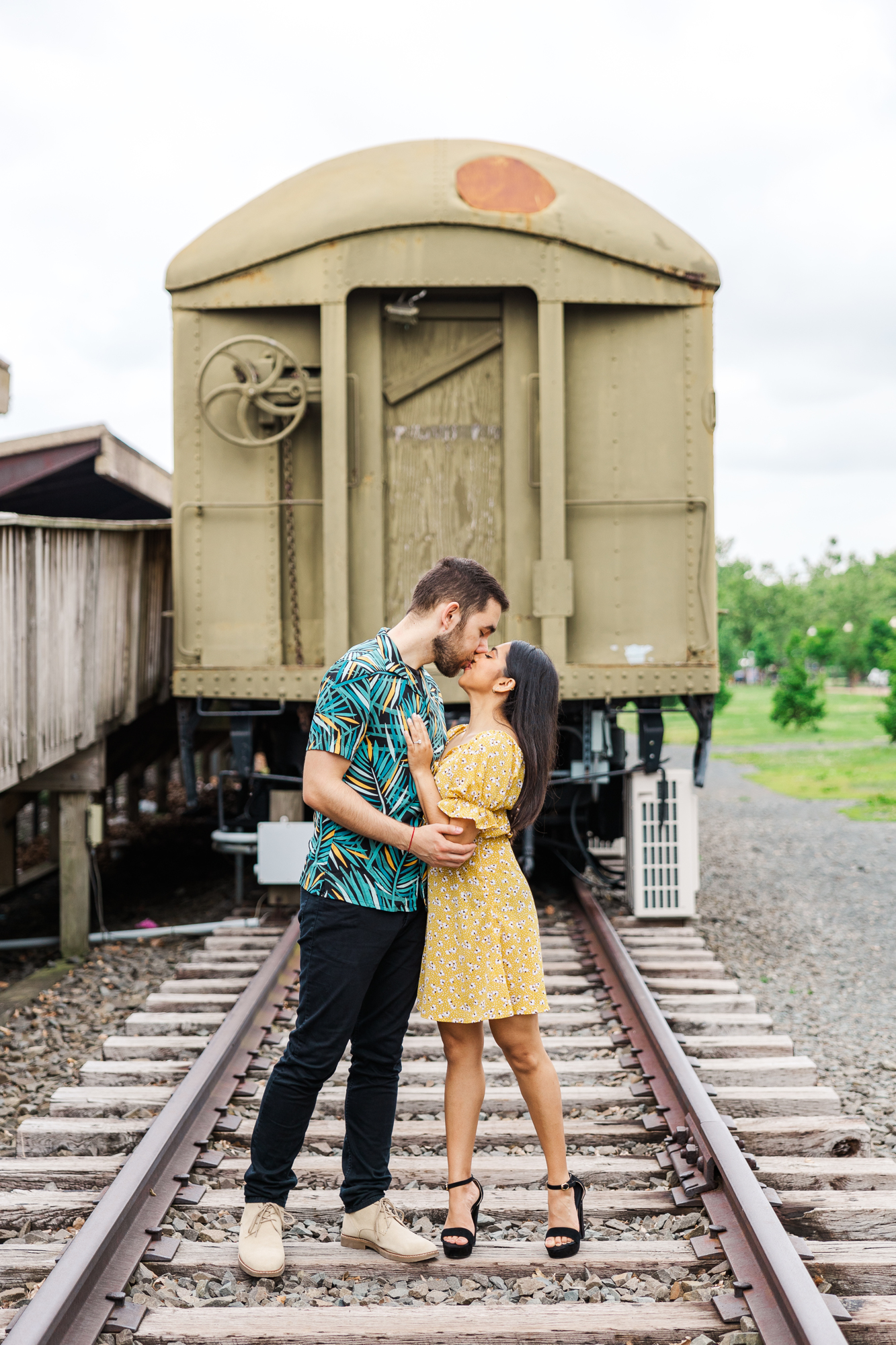 Charming Overcast Liberty State Park Engagement Photography