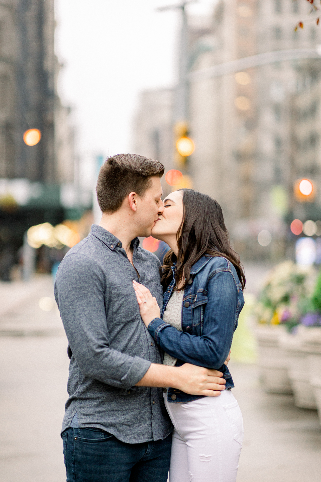 Intimate Rainy Engagement Photos in Flatiron NYC in Spring