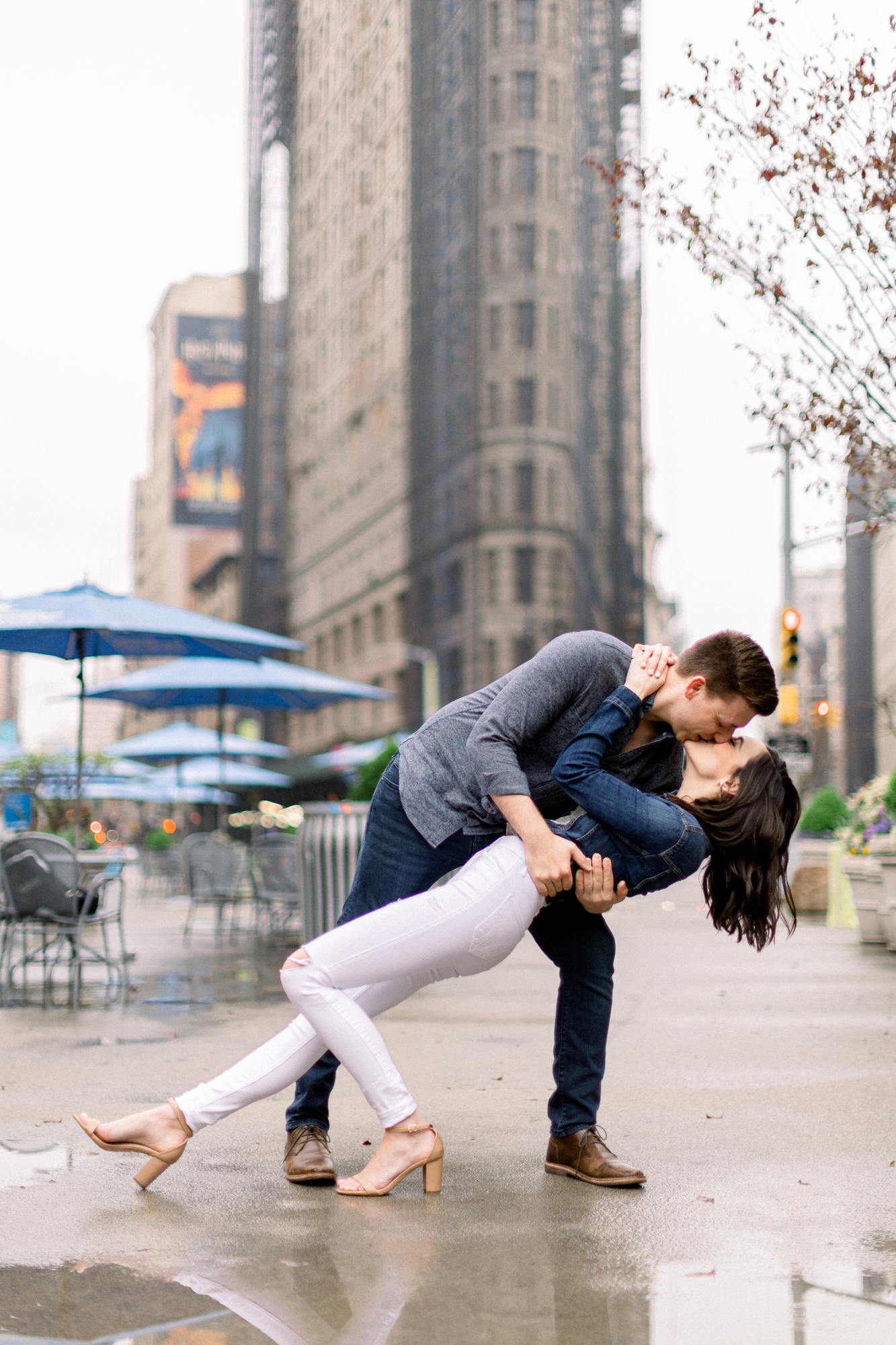 Magical Rainy Engagement Photos in Flatiron NYC in Spring