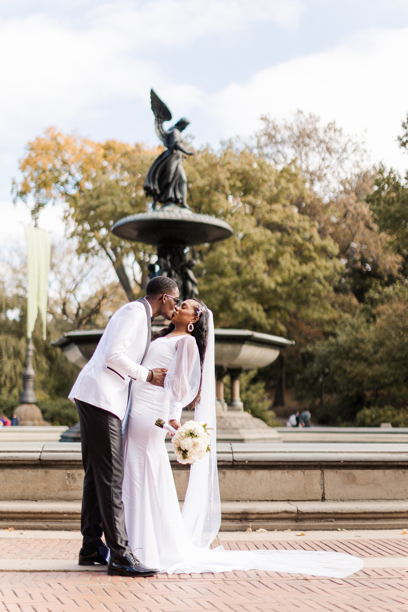 Iconic Central Park Wedding Photos on Cherry Hill in Fall