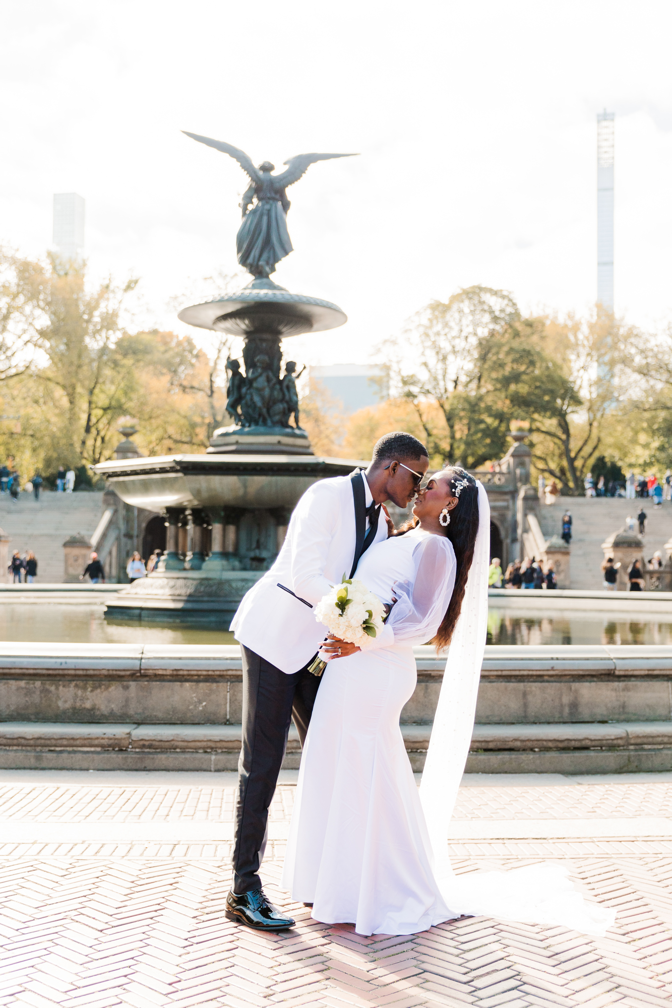 Charming Central Park Wedding Photos on Cherry Hill in Fall