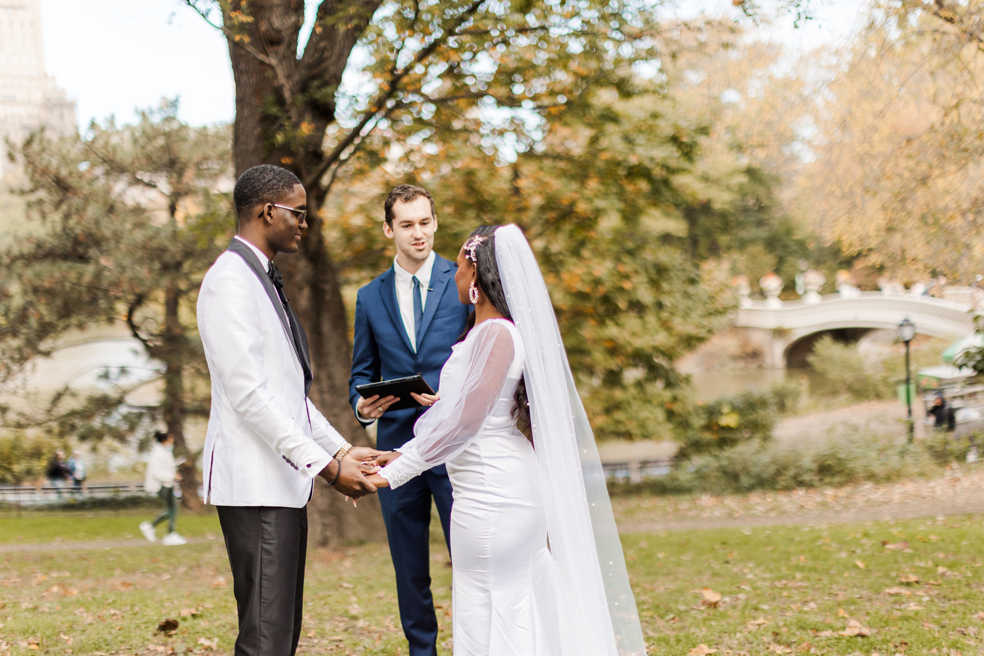 Picturesque Central Park Wedding Photos on Cherry Hill in Fall