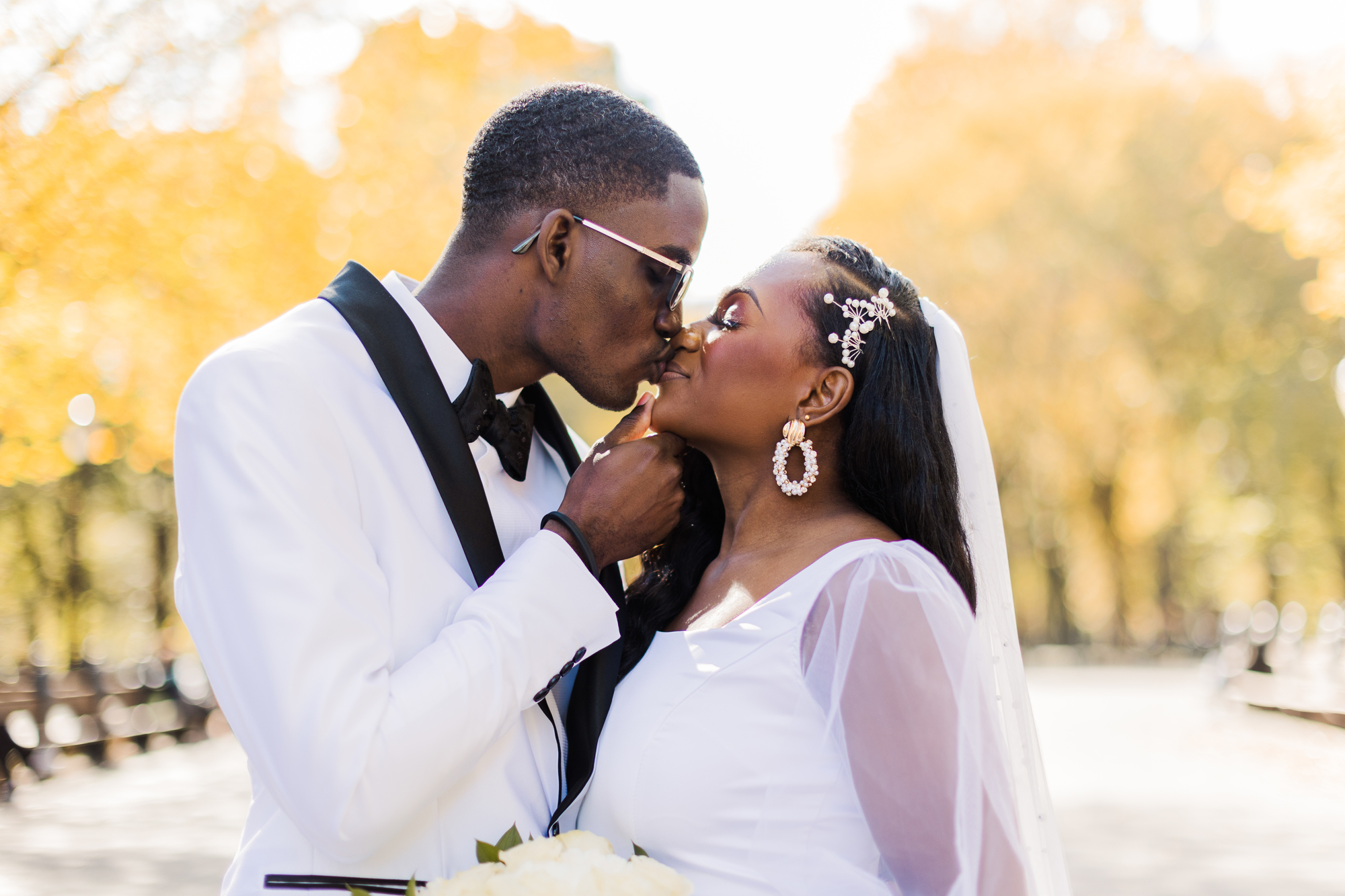 Sweet Central Park Wedding Photos on Cherry Hill in Fall