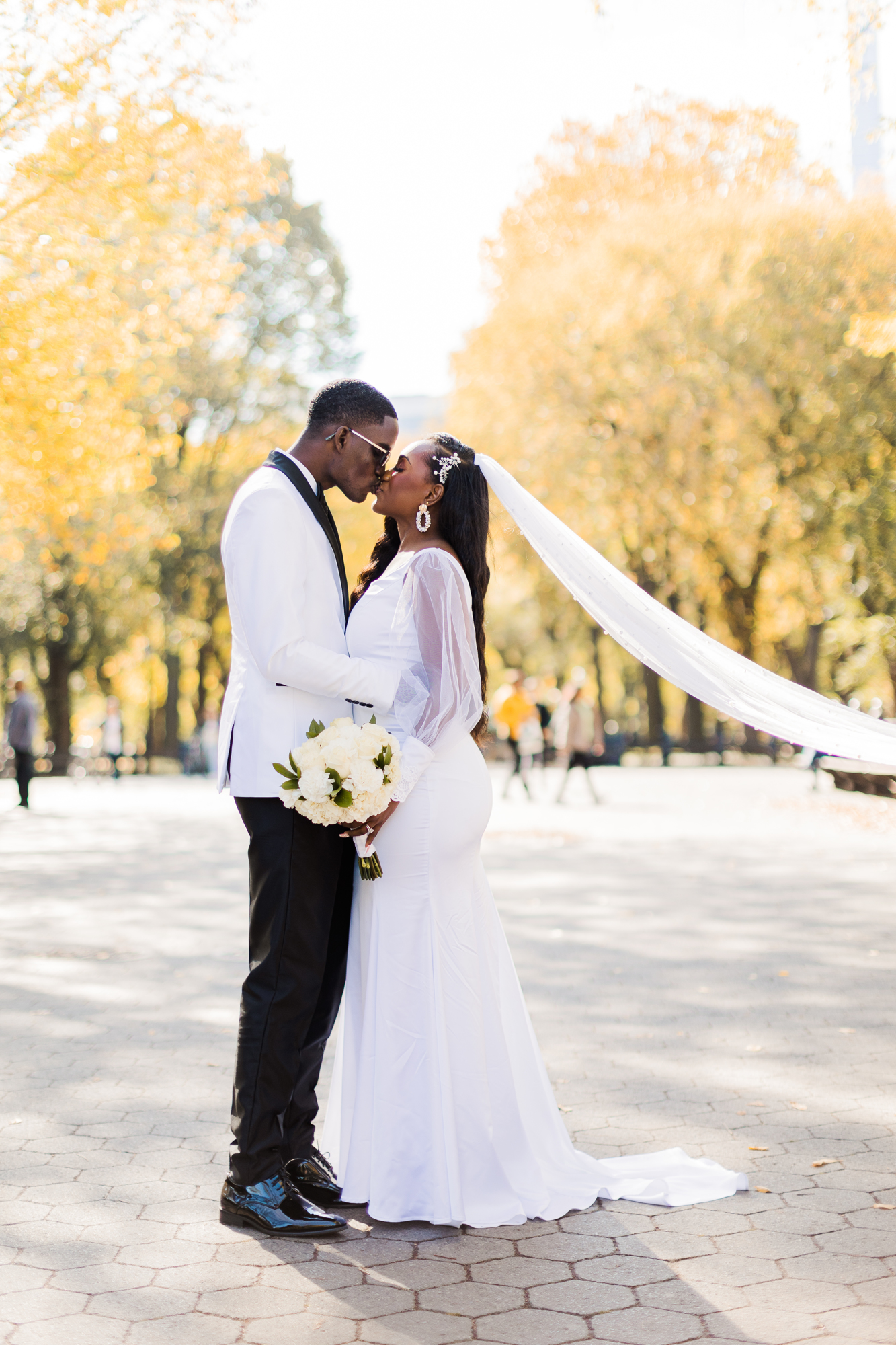 Flawless Central Park Wedding Photos on Cherry Hill in Fall