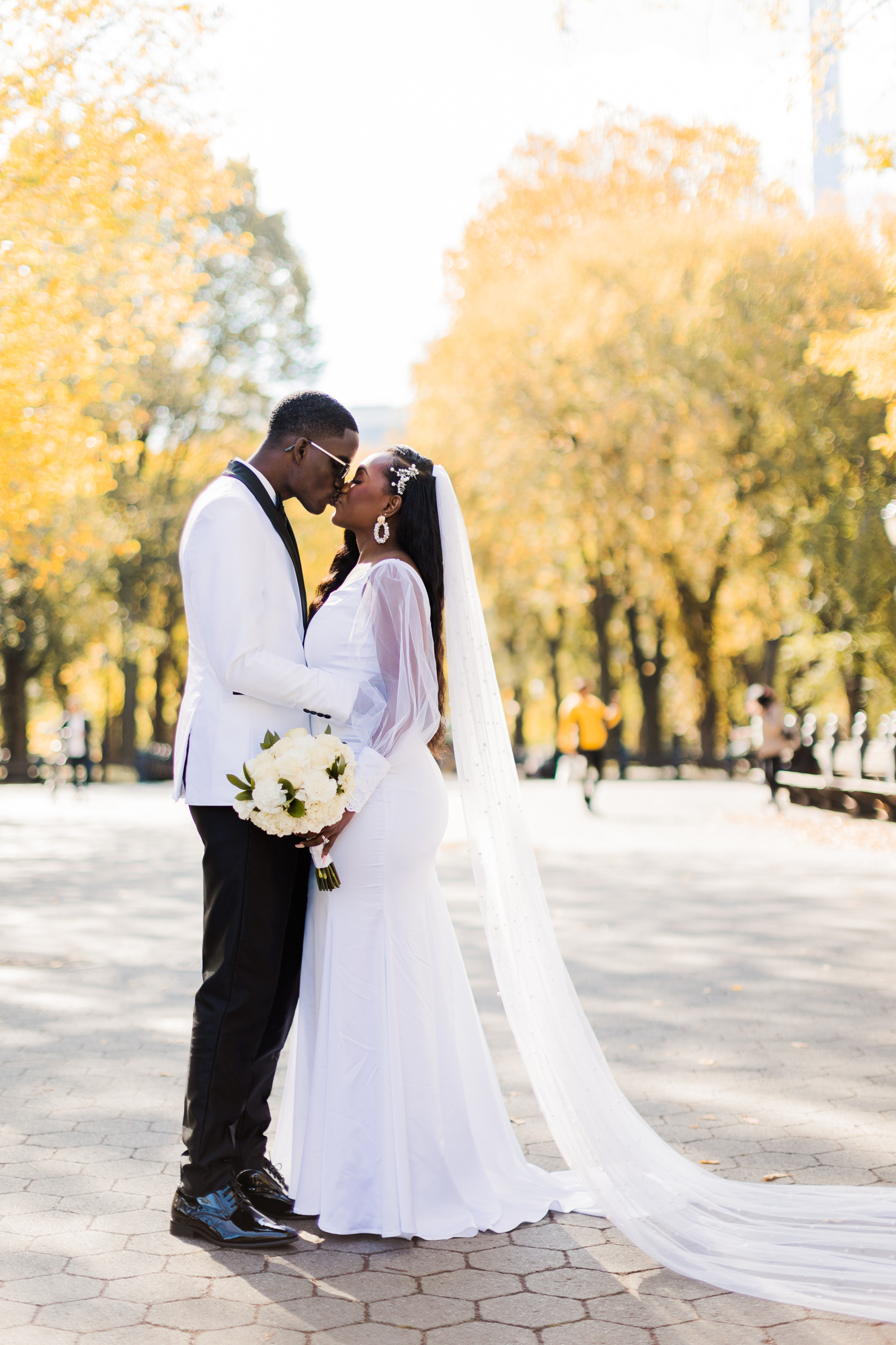 Romantic Central Park Wedding Photos on Cherry Hill in Fall