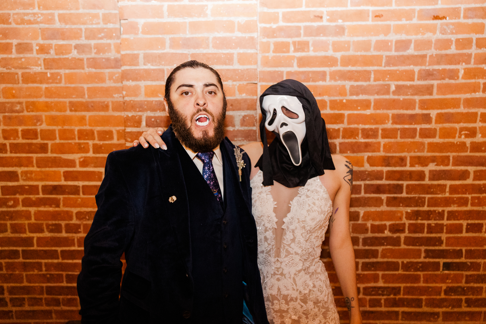 Original Halloween Themed Loft Wedding Photos in DUMBO