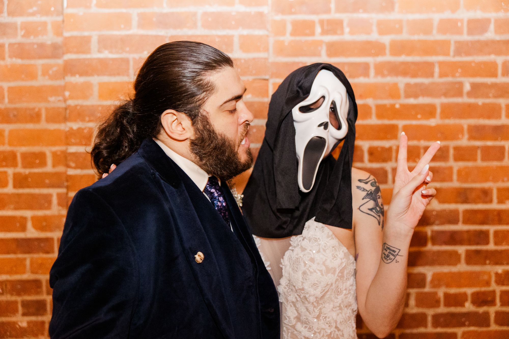 Funny Halloween Themed Loft Wedding Photos in DUMBO
