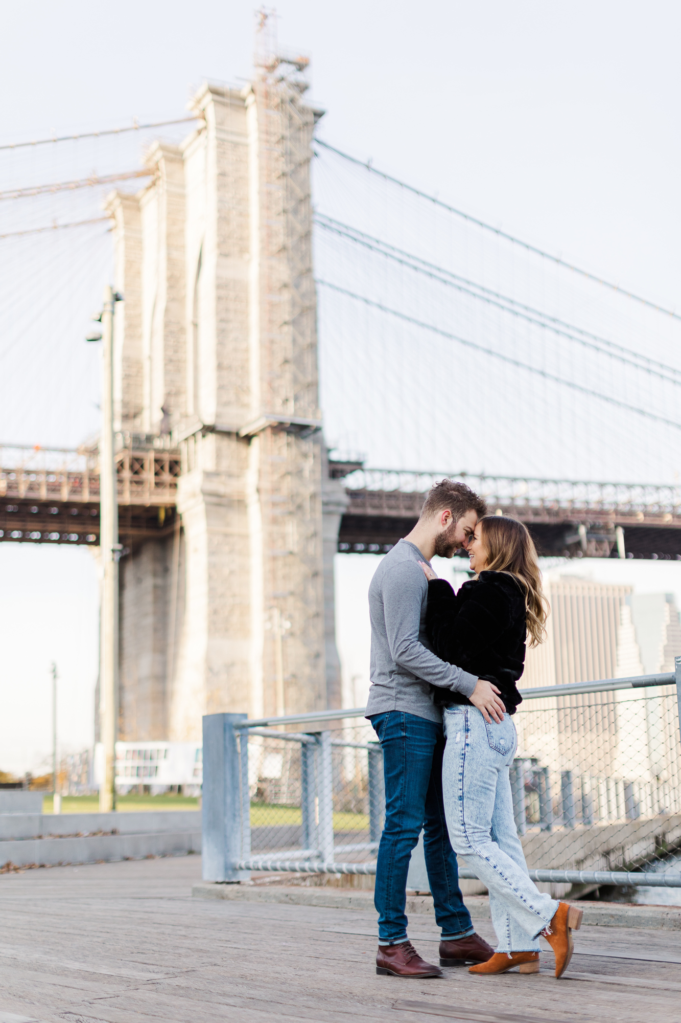Stunning Wintery Brooklyn Bridge Park Engagement Photography