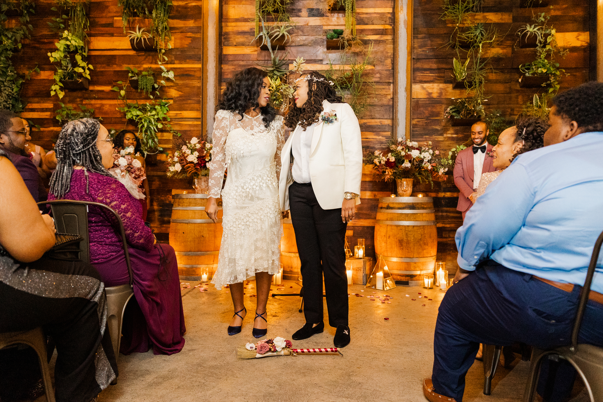 Vibrant LGBT Brooklyn Winery Wedding Photos in Fall
