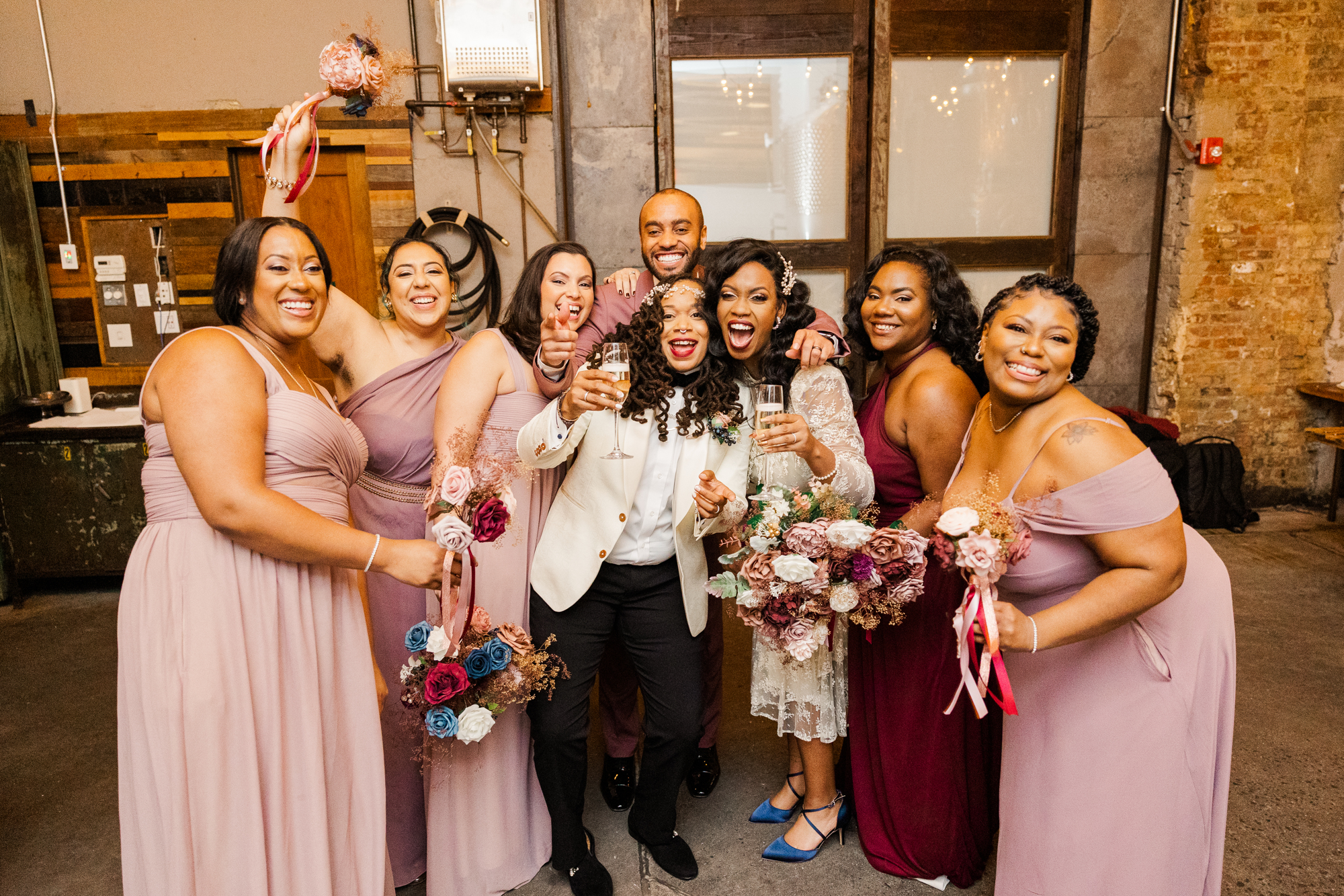 Joyful LGBT Brooklyn Winery Wedding Photos in Fall