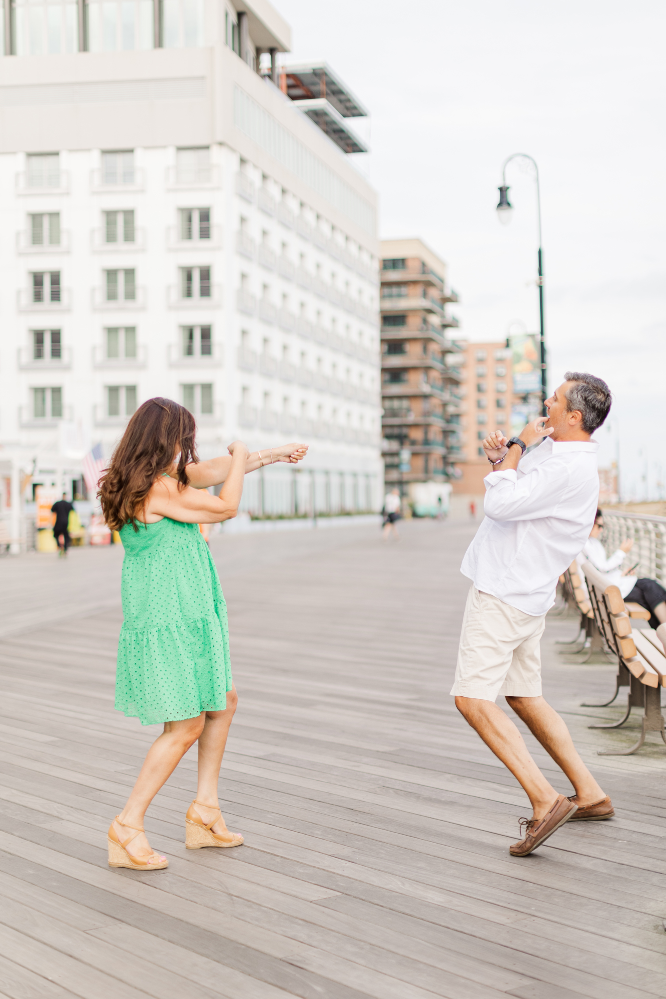 Lively Long Beach Boardwalk Engagement Photography